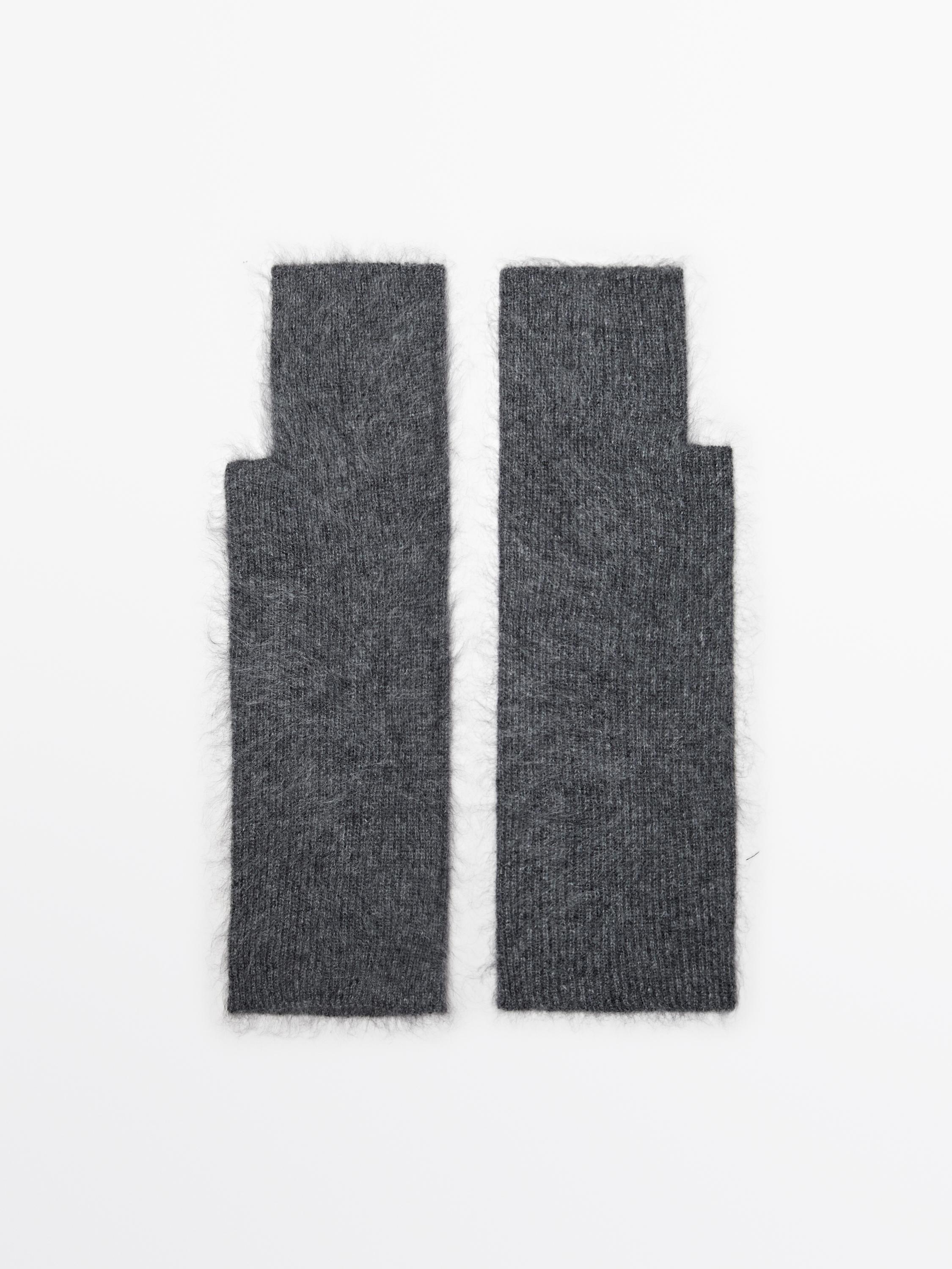 Long knit 100% cashmere mittens