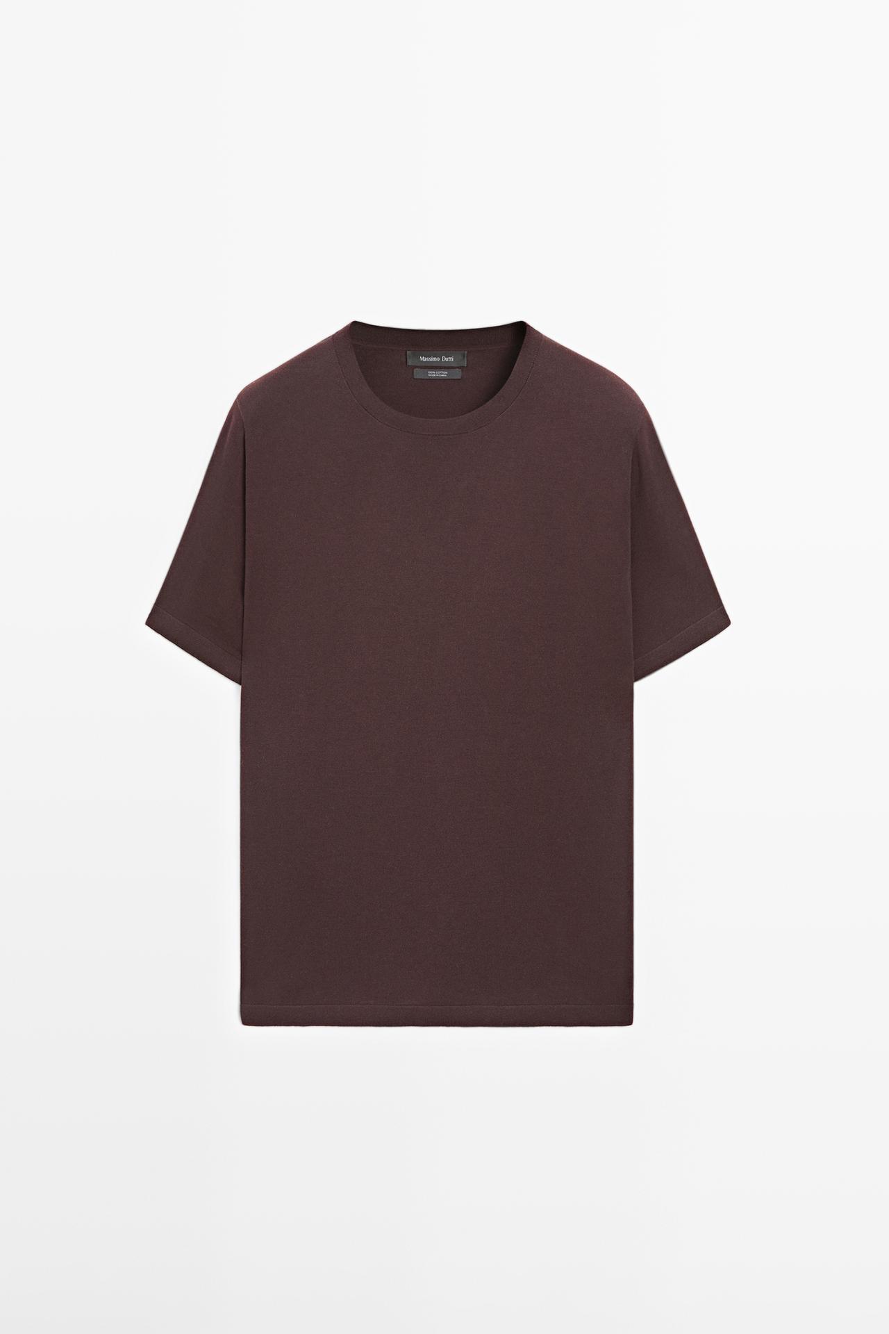 Massimo Dutti - Heren - 100% Katoenen T-Shirt - Bordeaux - Xxl