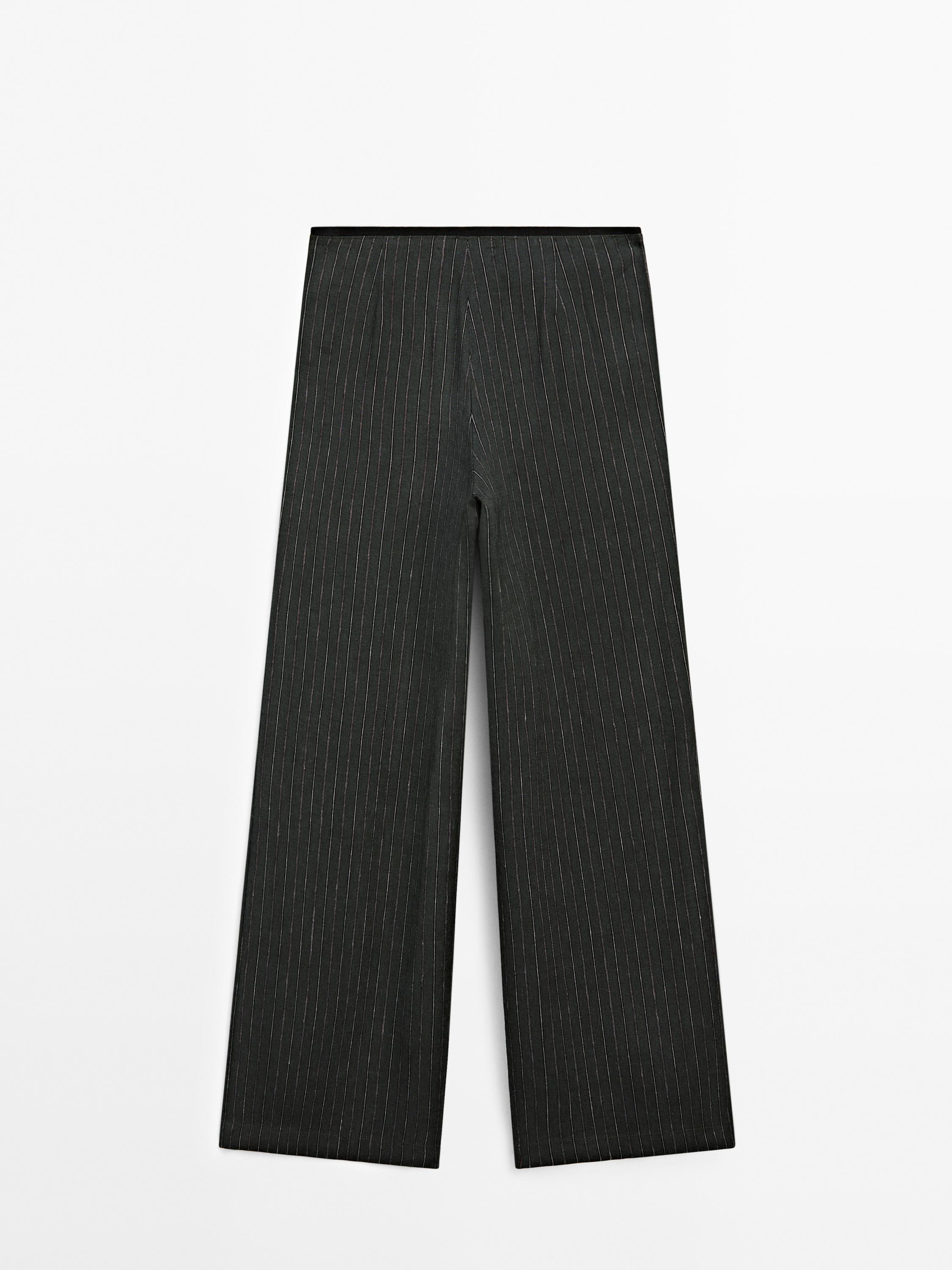 Pinstriped suit trousers