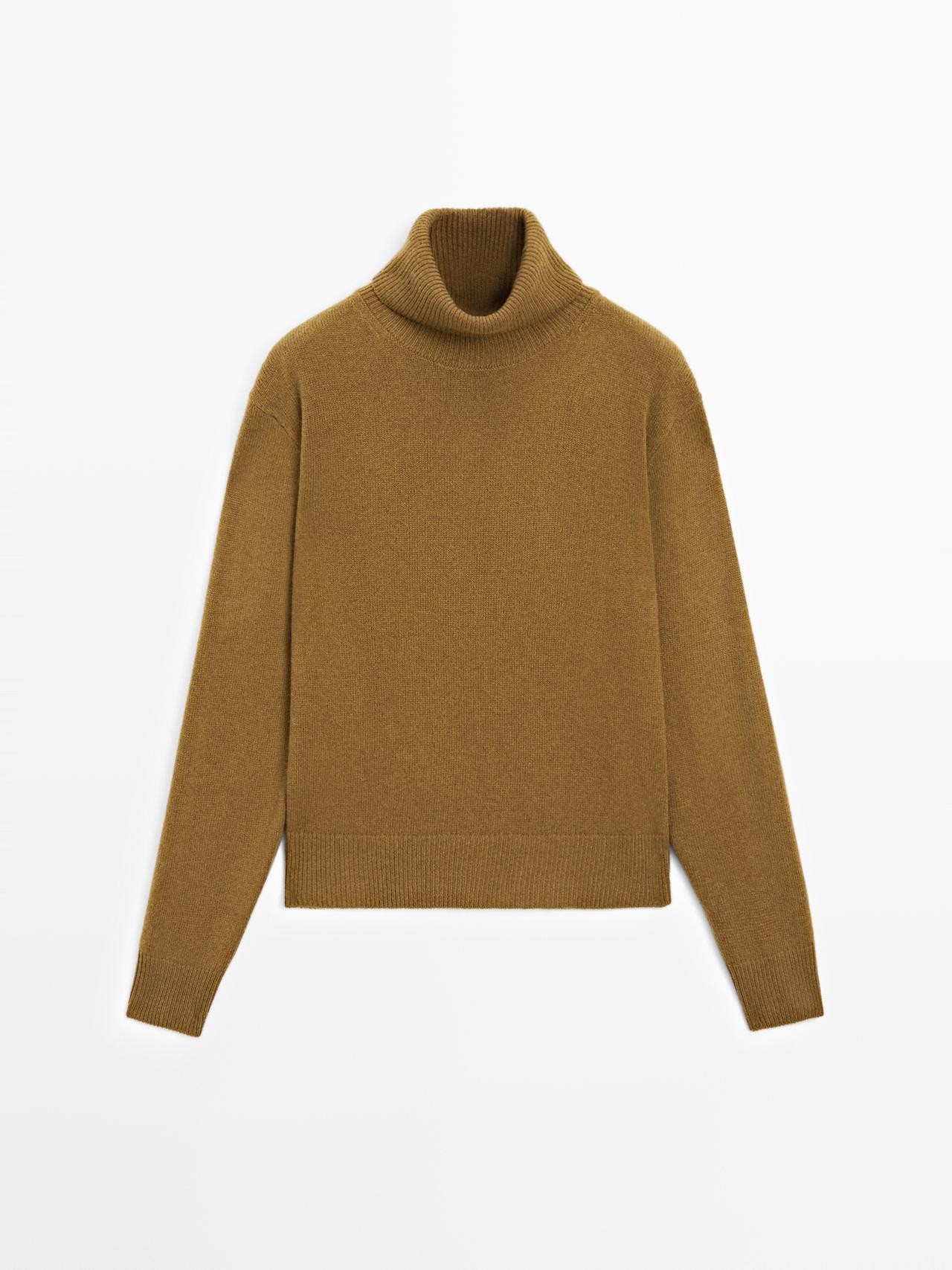 Massimo Dutti - Dame - Trøje I En Uldblanding Med Høj Hals - Grøn Som - S