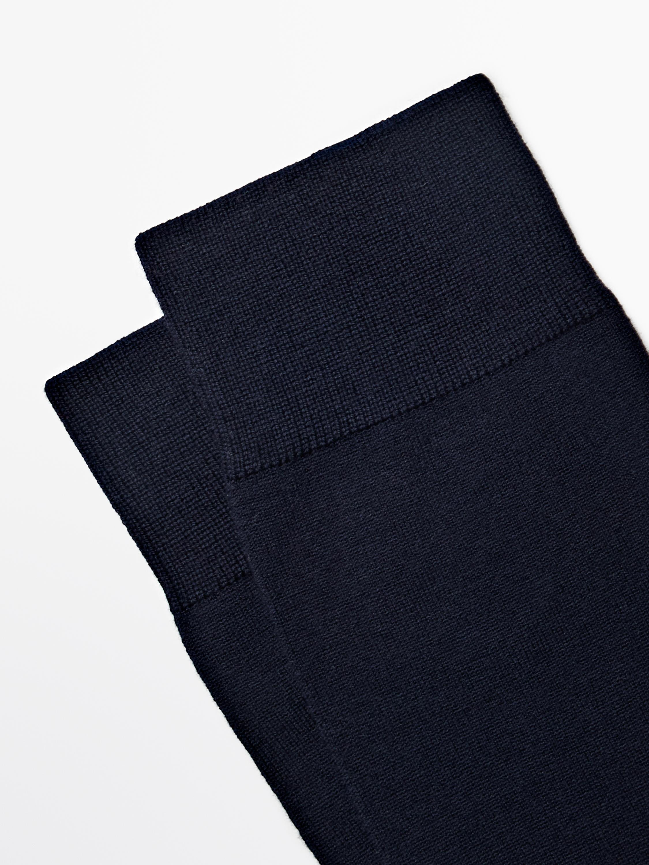Plain wool blend knit socks