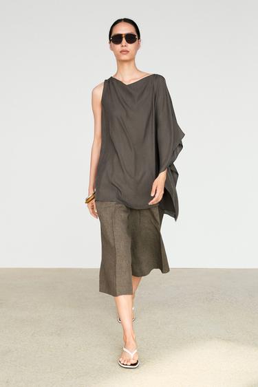 Asymmetric flowing cape top — MOLE BROWN 1