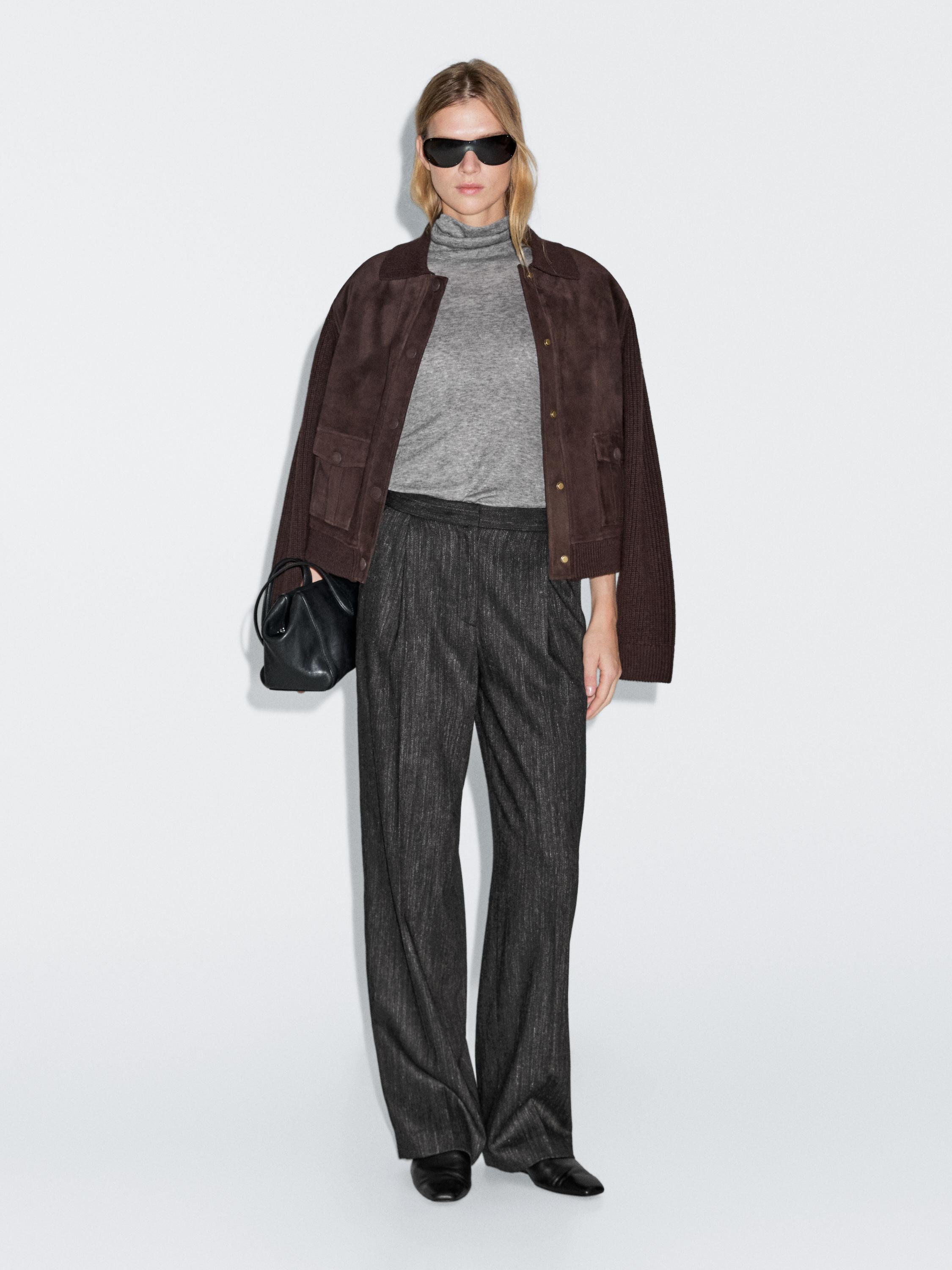 Darted flecked trousers