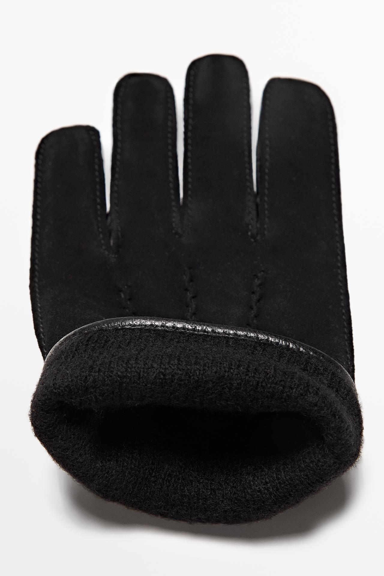 Contrast leather gloves — BLACK