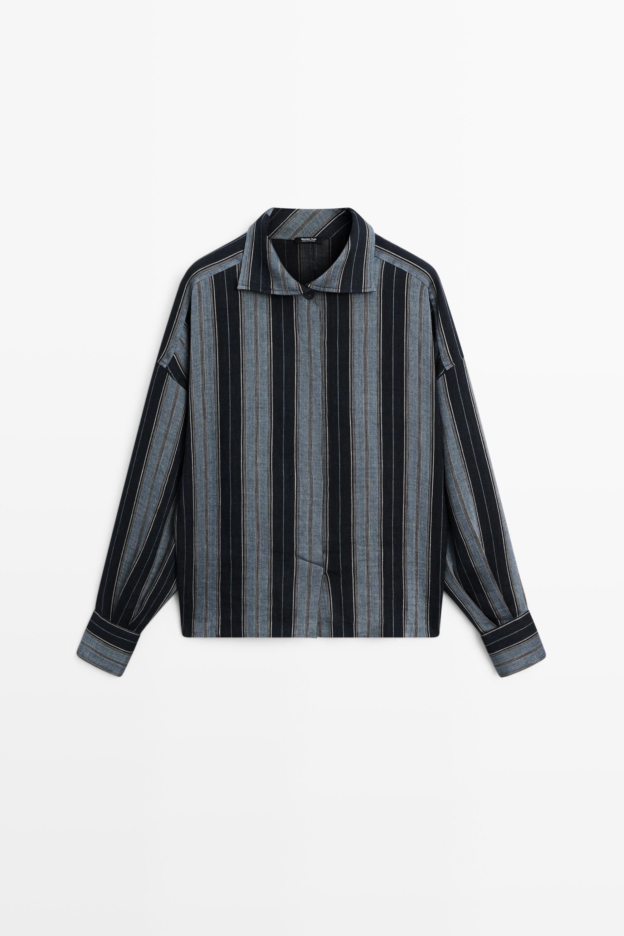 Striped flowing cotton linen shirt