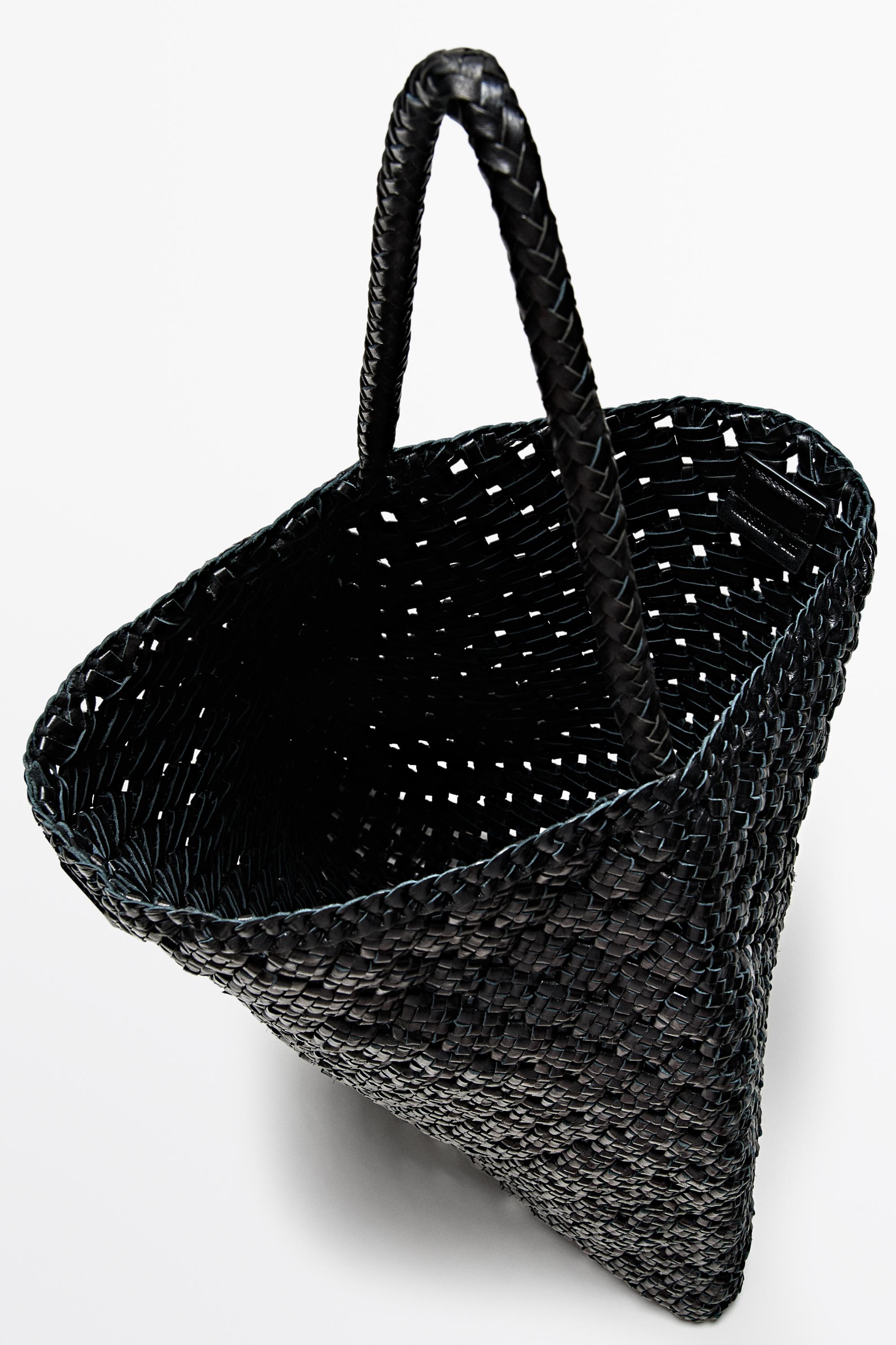 Braided nappa leather bag — BLACK