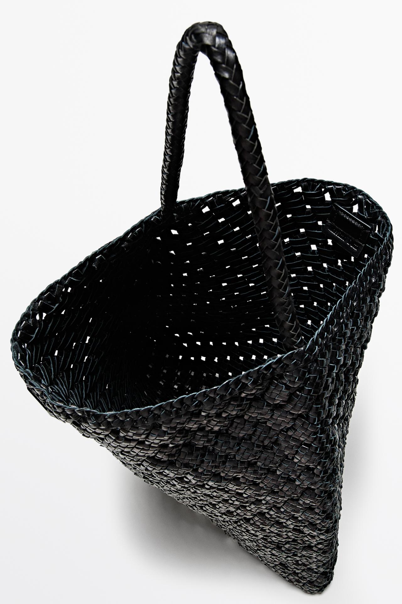 Braided nappa leather bag — BLACK