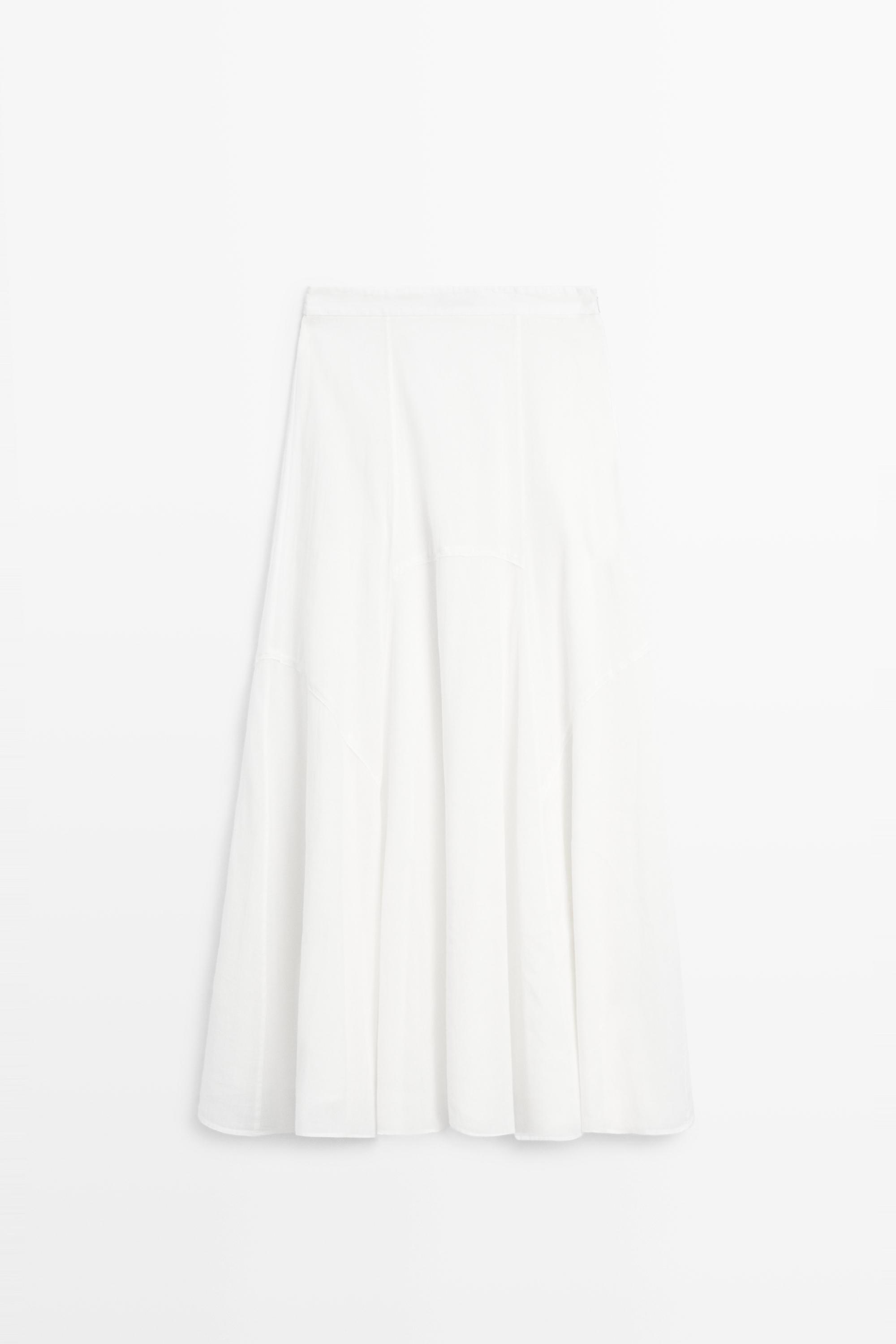Flowing midi skirt with panel detail — WHITE