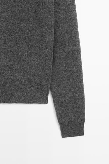 Wool blend knit V-neck sweater — MEDIUM GREY 7