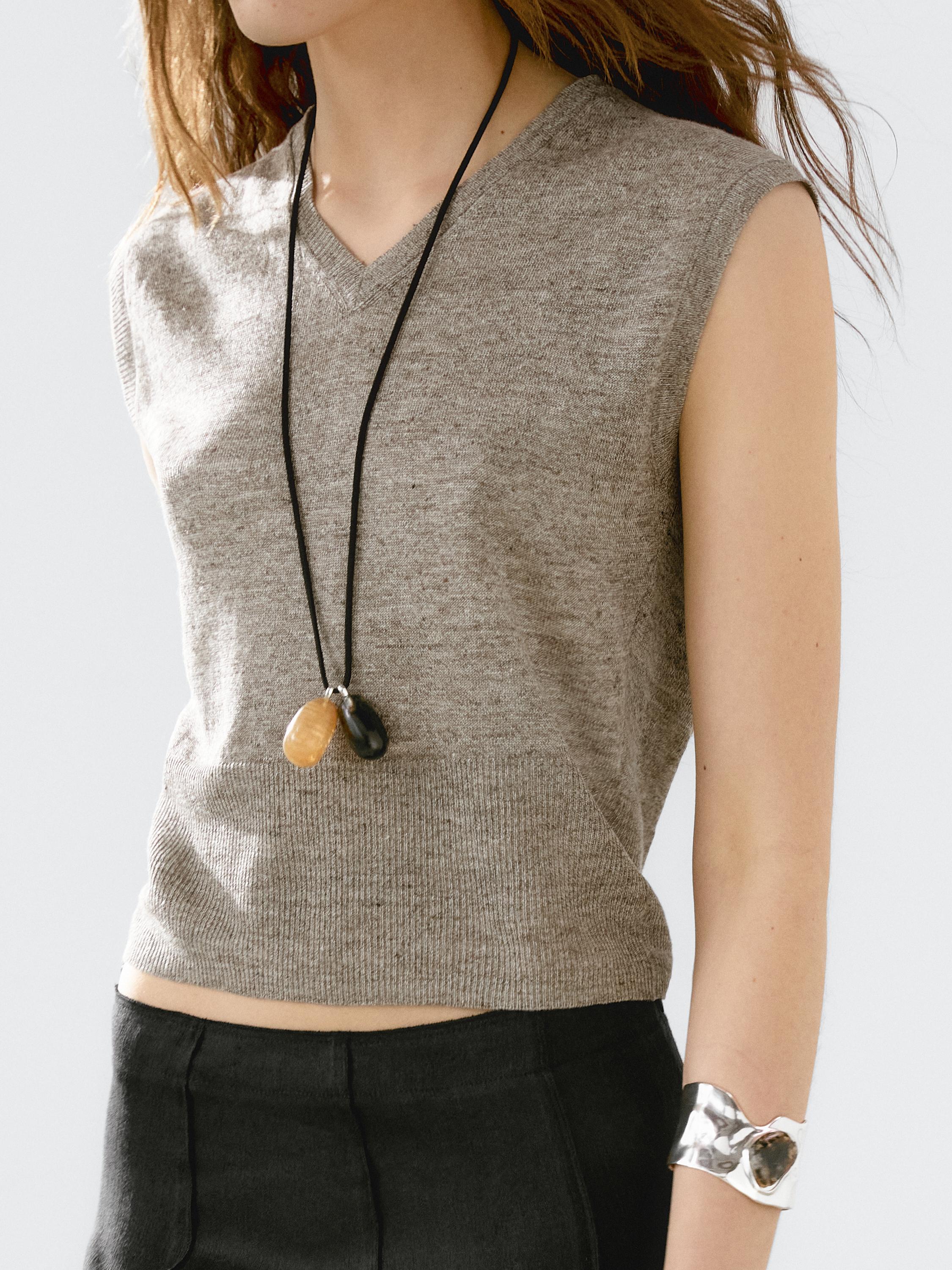 100% linen melange knit vest