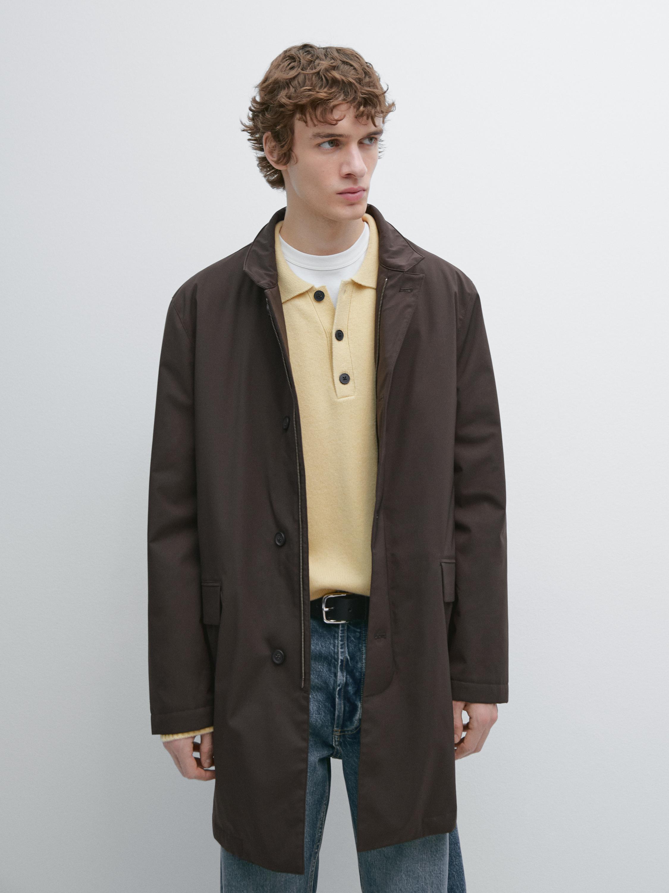 Water-repellent puffer jacket — Chocolate