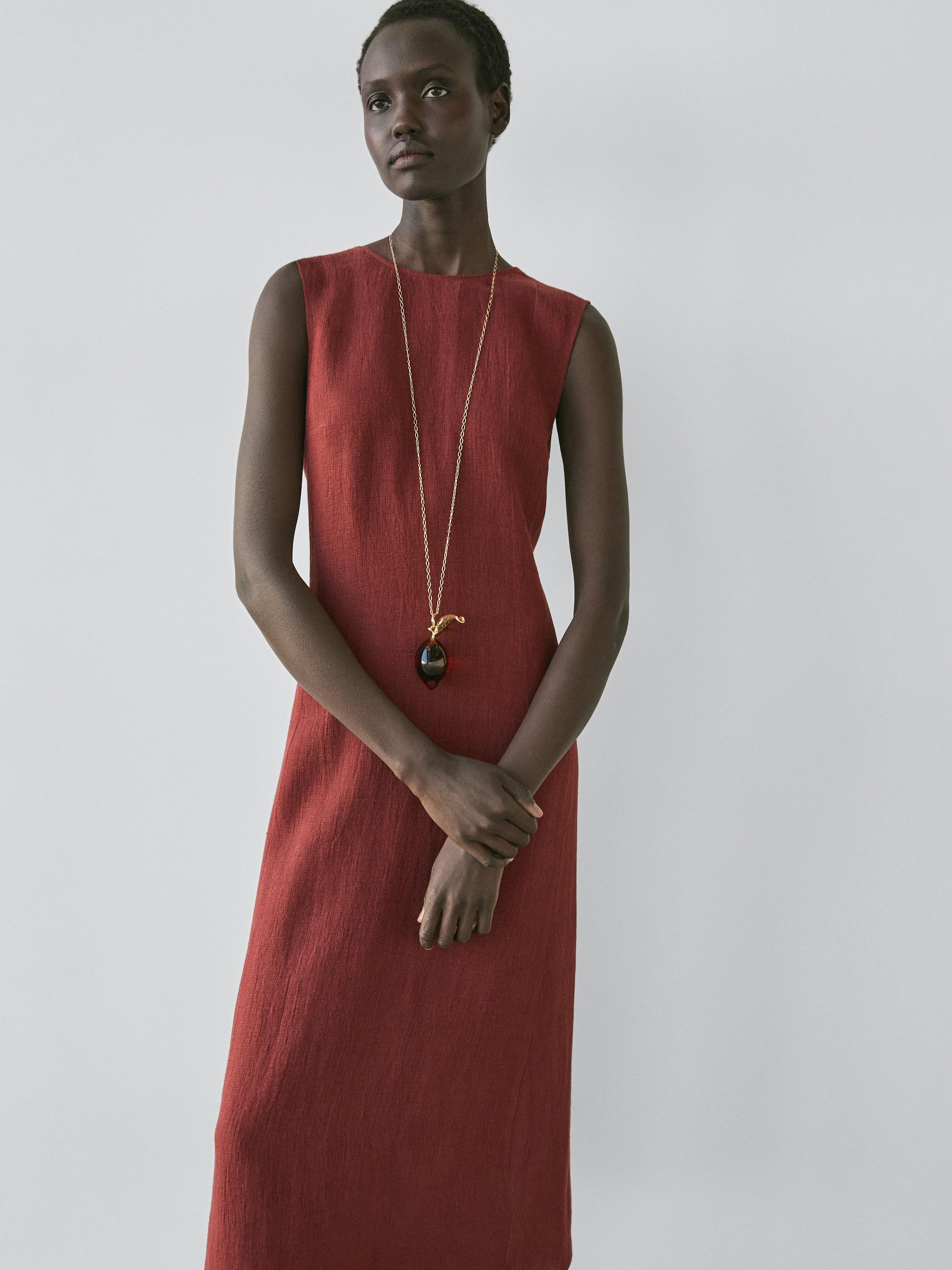 100% linen midi dress