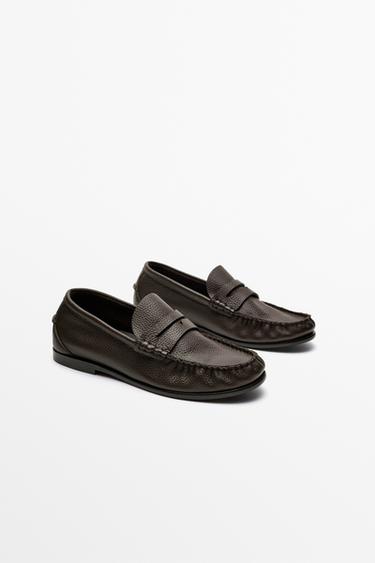 Soft leather shirred loafer — BROWN 3