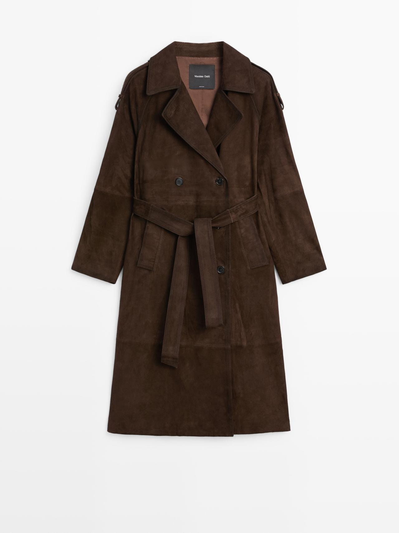Massimo Dutti - Dame - Lang Trenchcoat I Ruskind - Brun - M