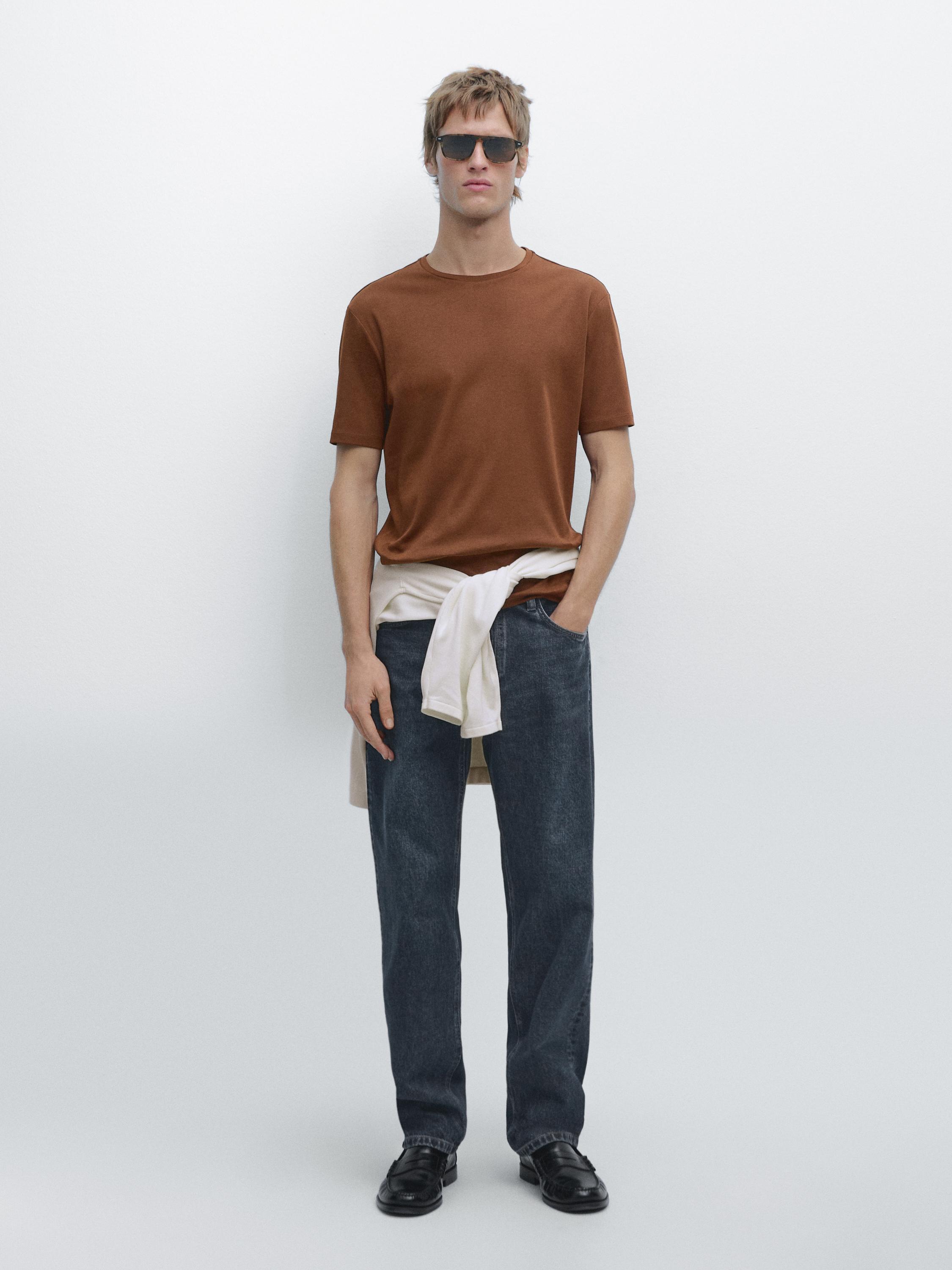 Short sleeve cotton blend T-shirt — COPPER