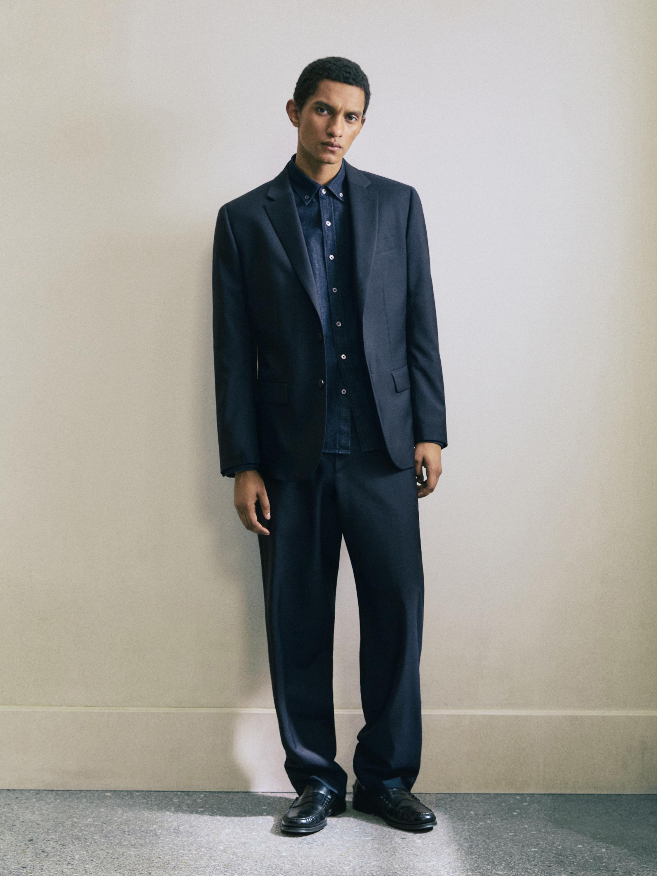 Wool blend trousers — NAVY BLUE