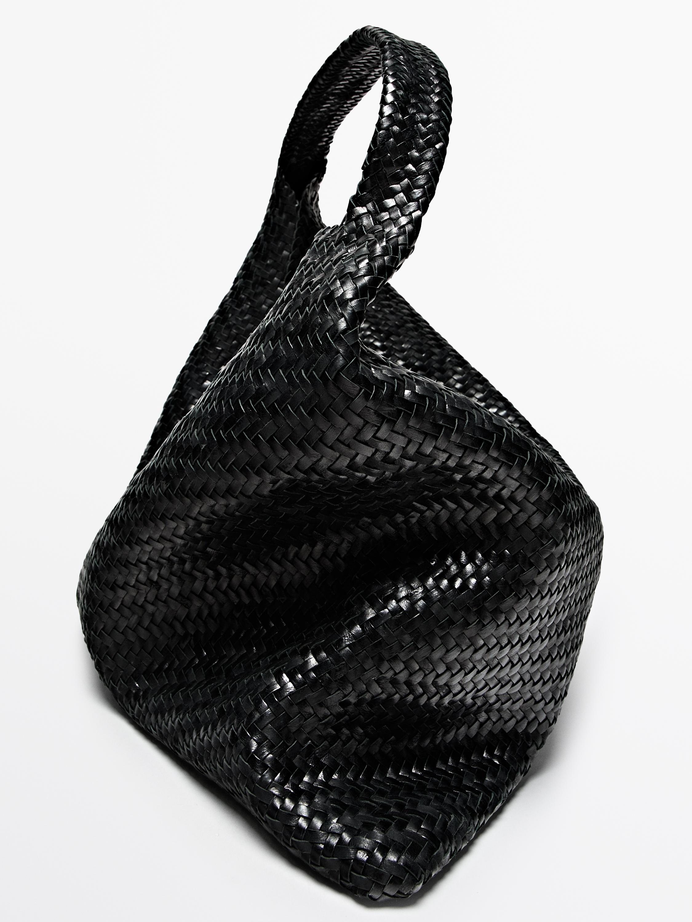 Nappa leather woven maxi tote bag