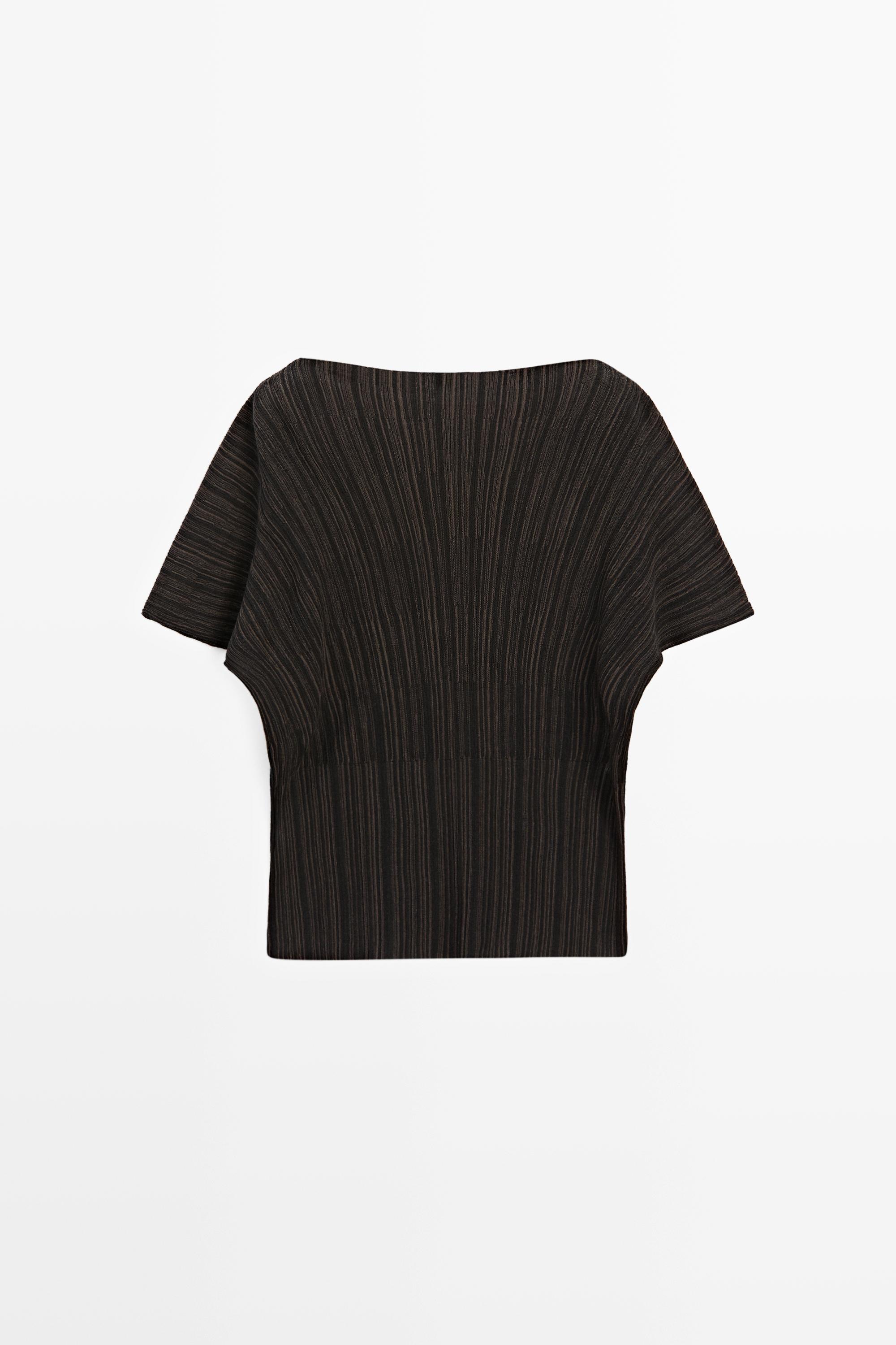 Total look pleated top with striped detail · Chocolate · Topsâ