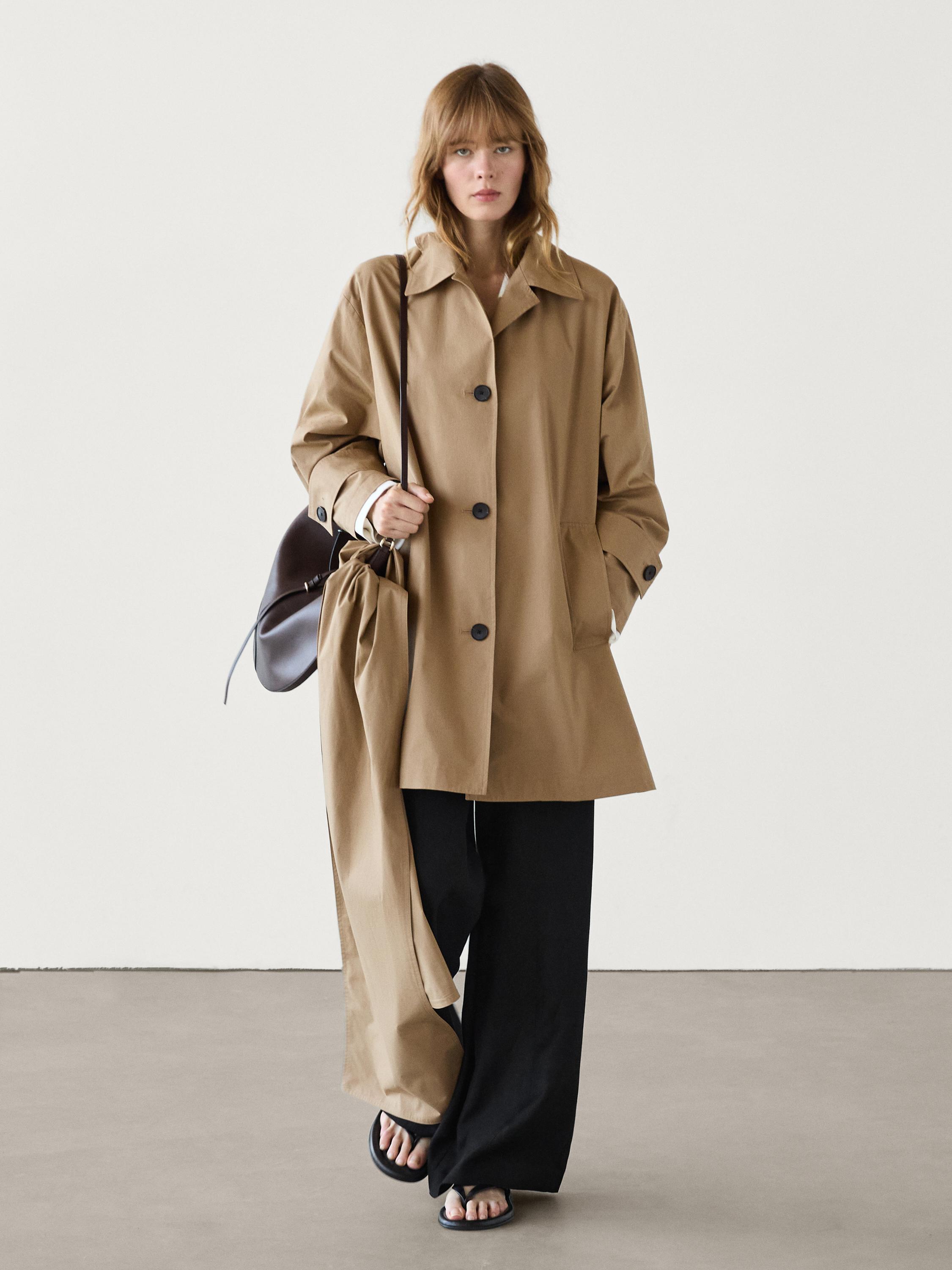 Cotton trench coat with scarf