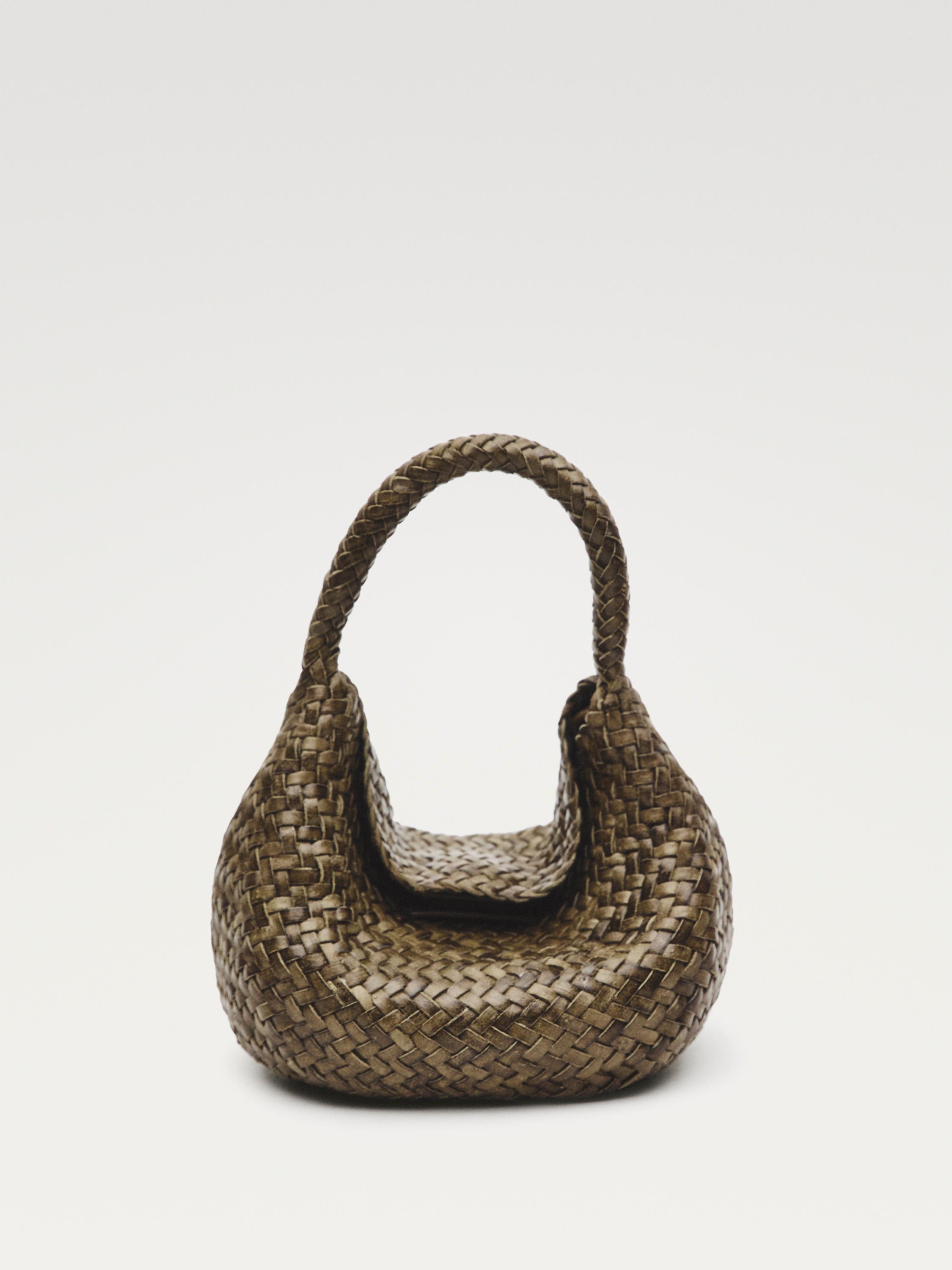 Mini örgülü napa deri çanta