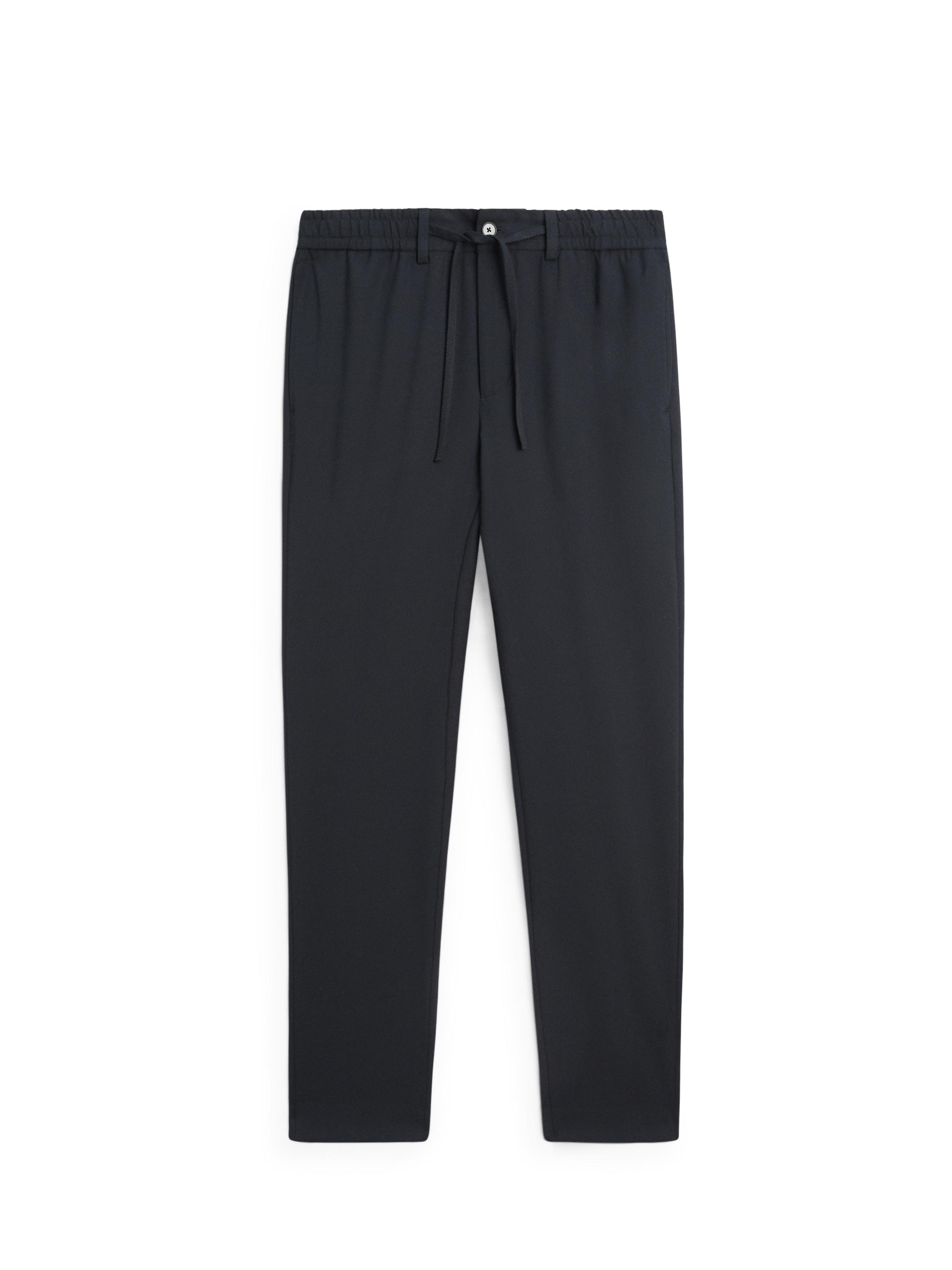 Cool wool textured pants — NAVY BLUE