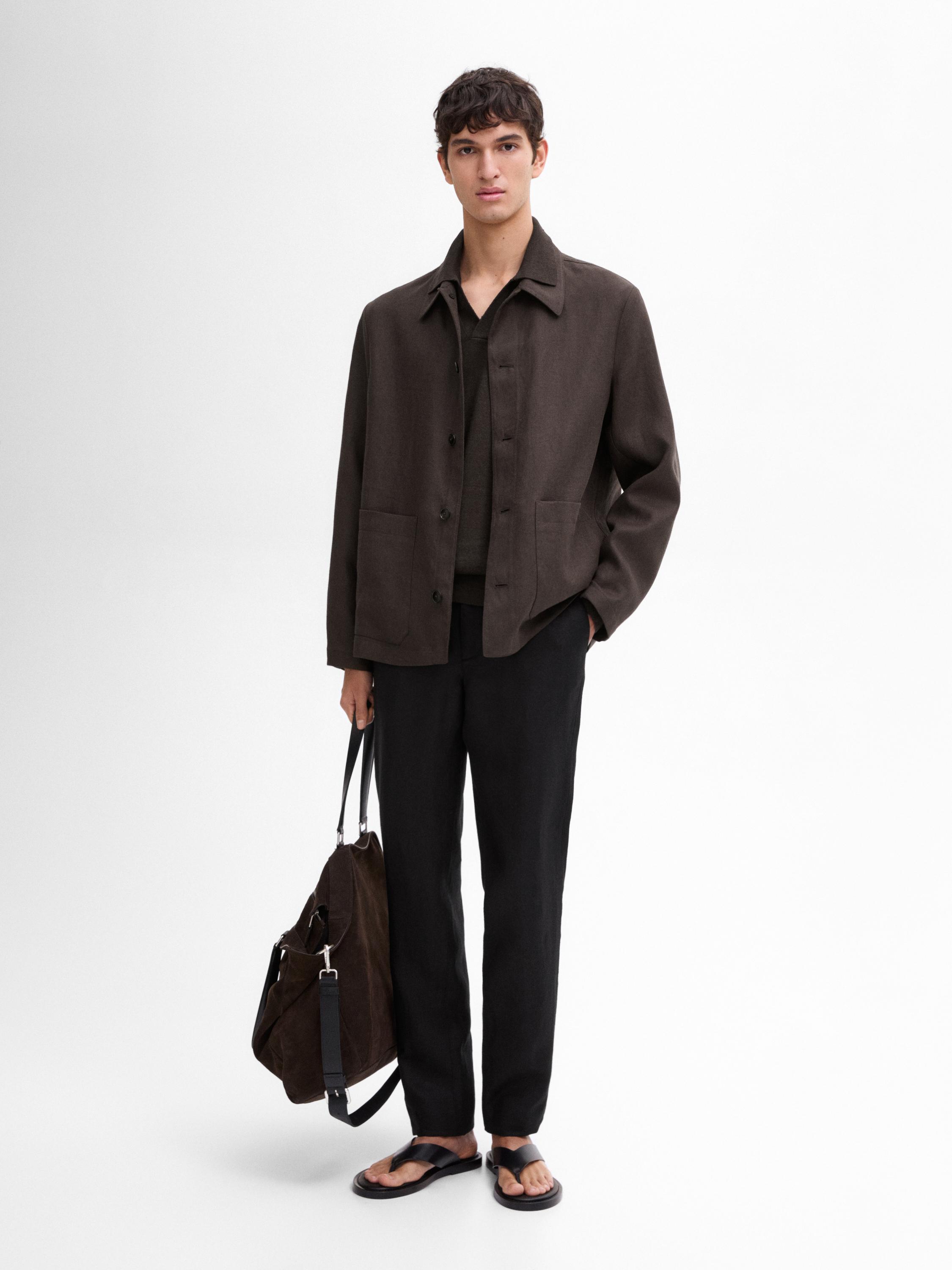 Pantalón tapered fit 100% lino