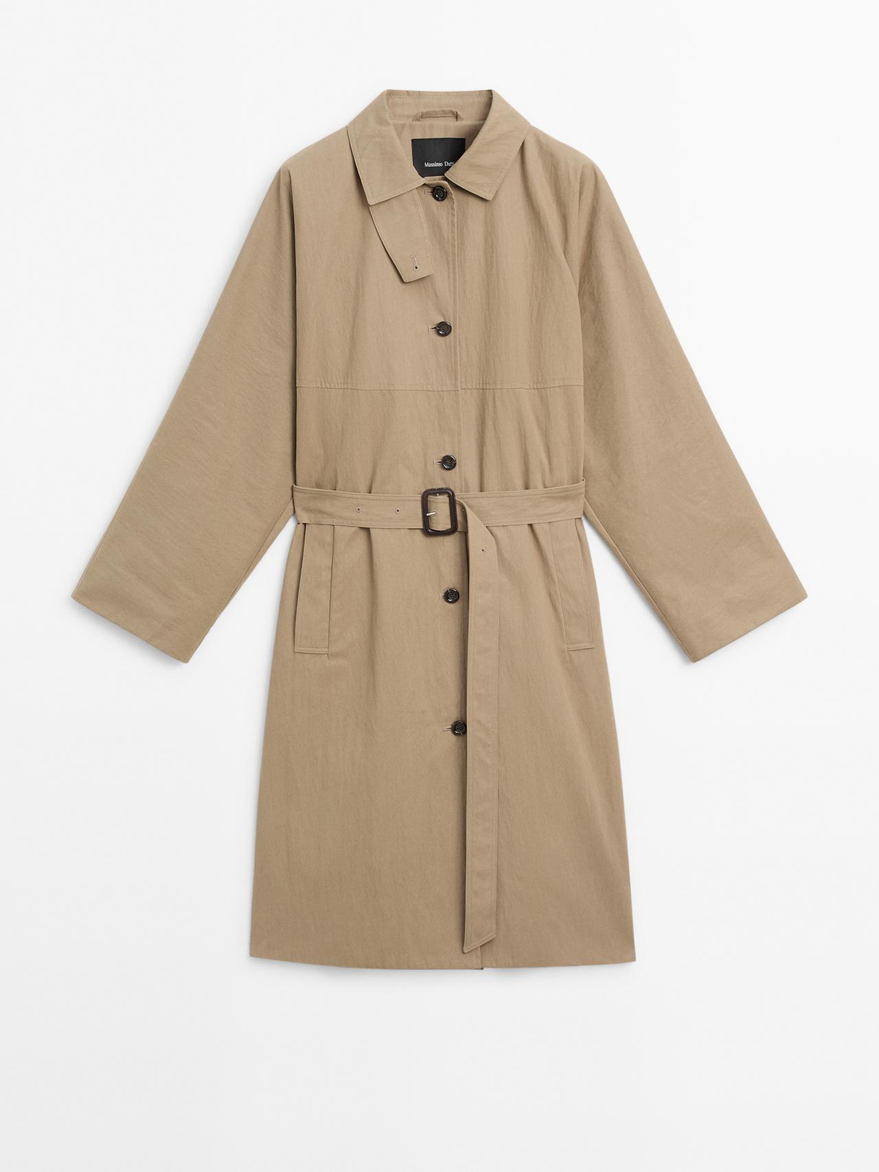 Massimo Dutti - Dame - Trenchcoat I Bomuldsblanding - Camel - S