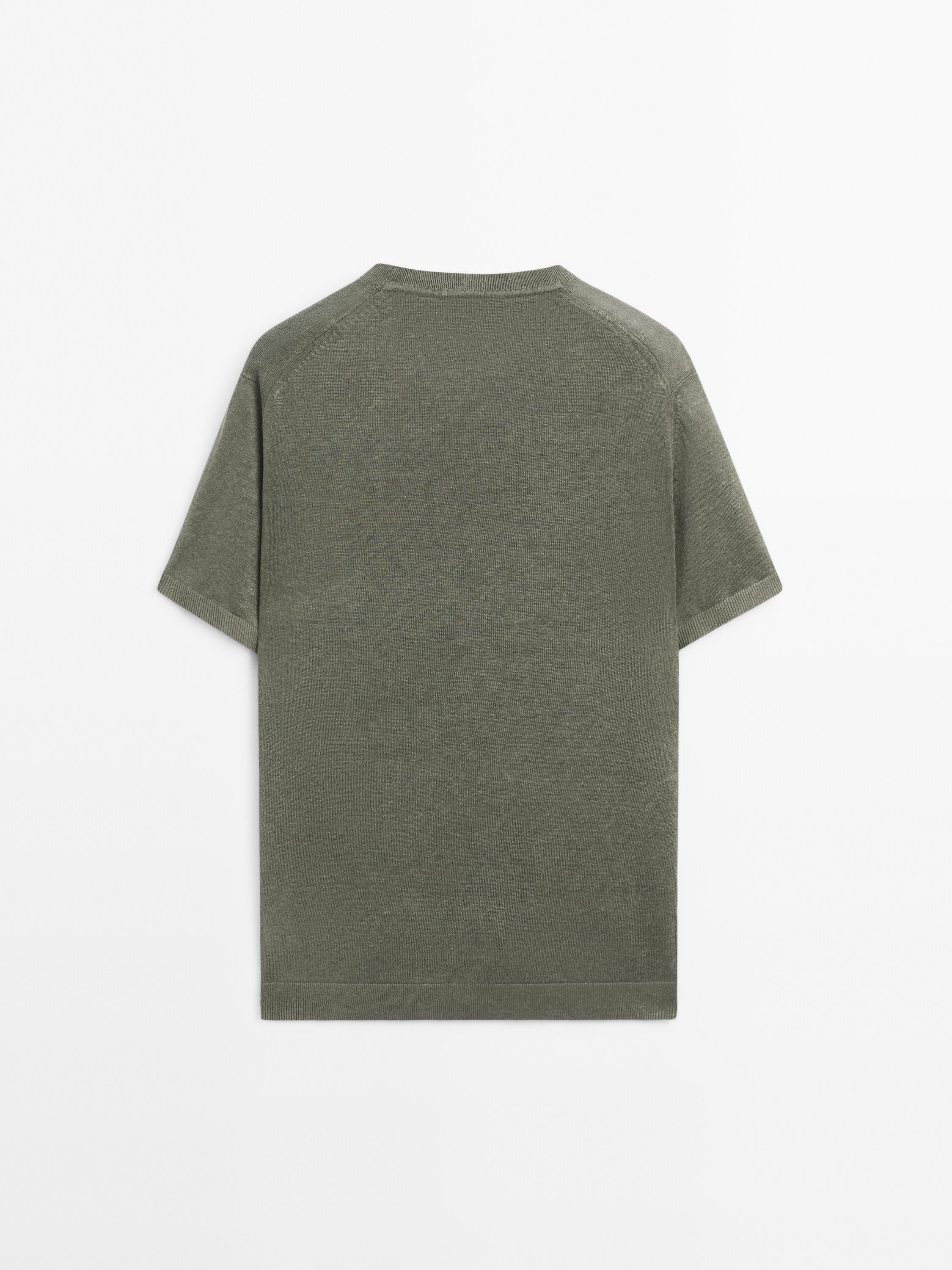 100% linen short sleeve knit T-shirt