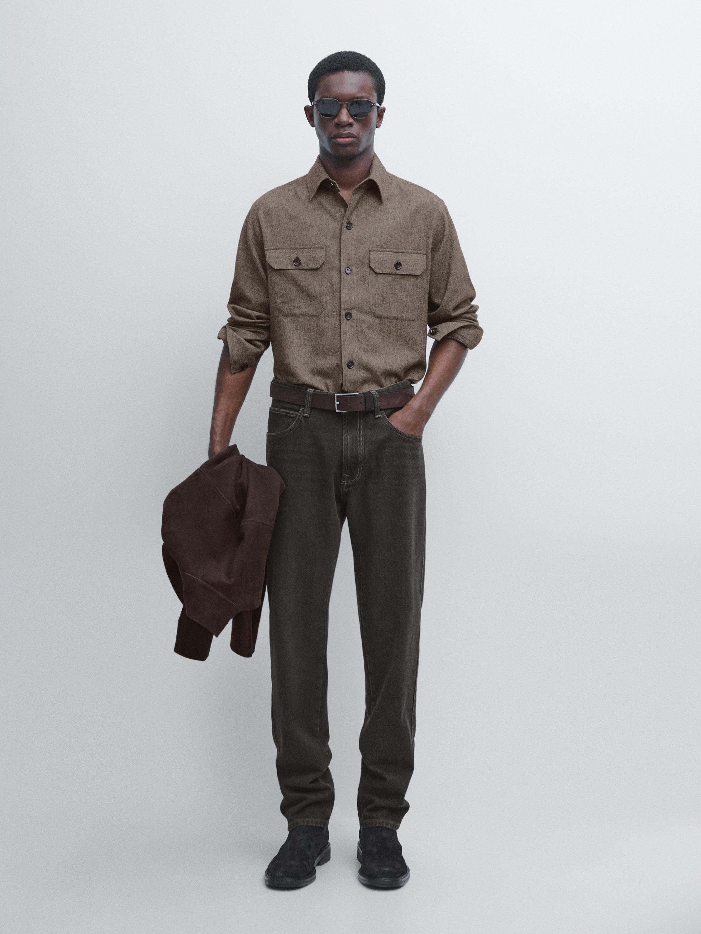 Wool blend overshirt with pockets