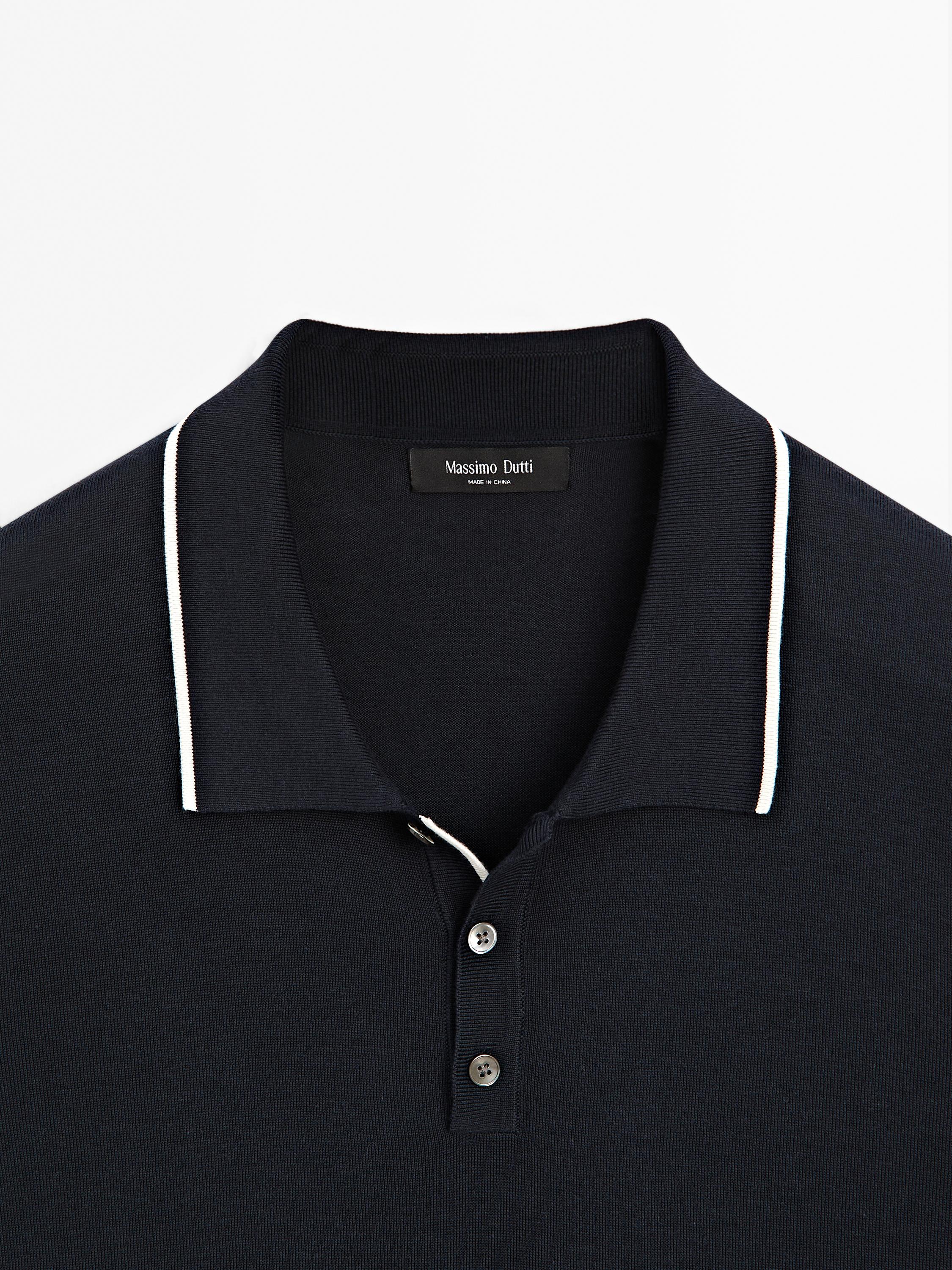 Polo en maille avec col coloré