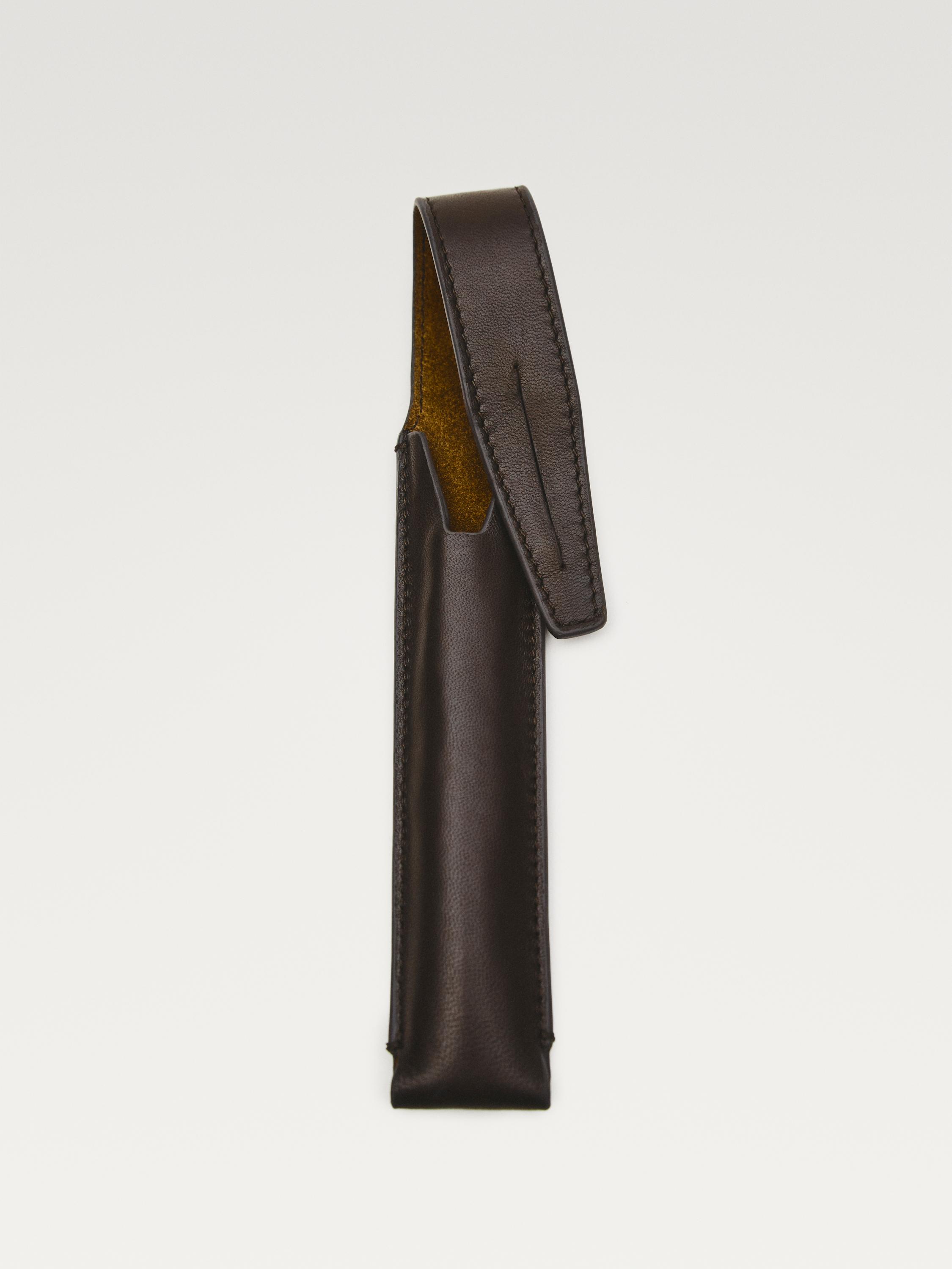 Nappa leather pen cover — BROWN