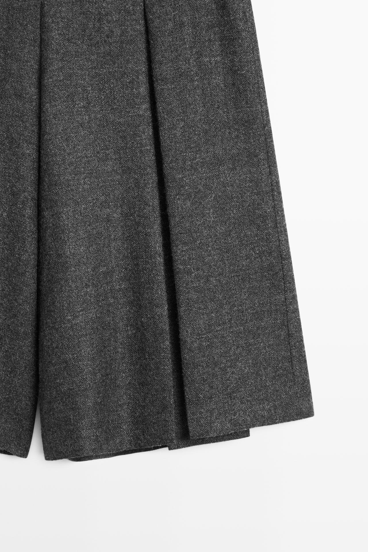 Pleated-detail skort pants — GREY