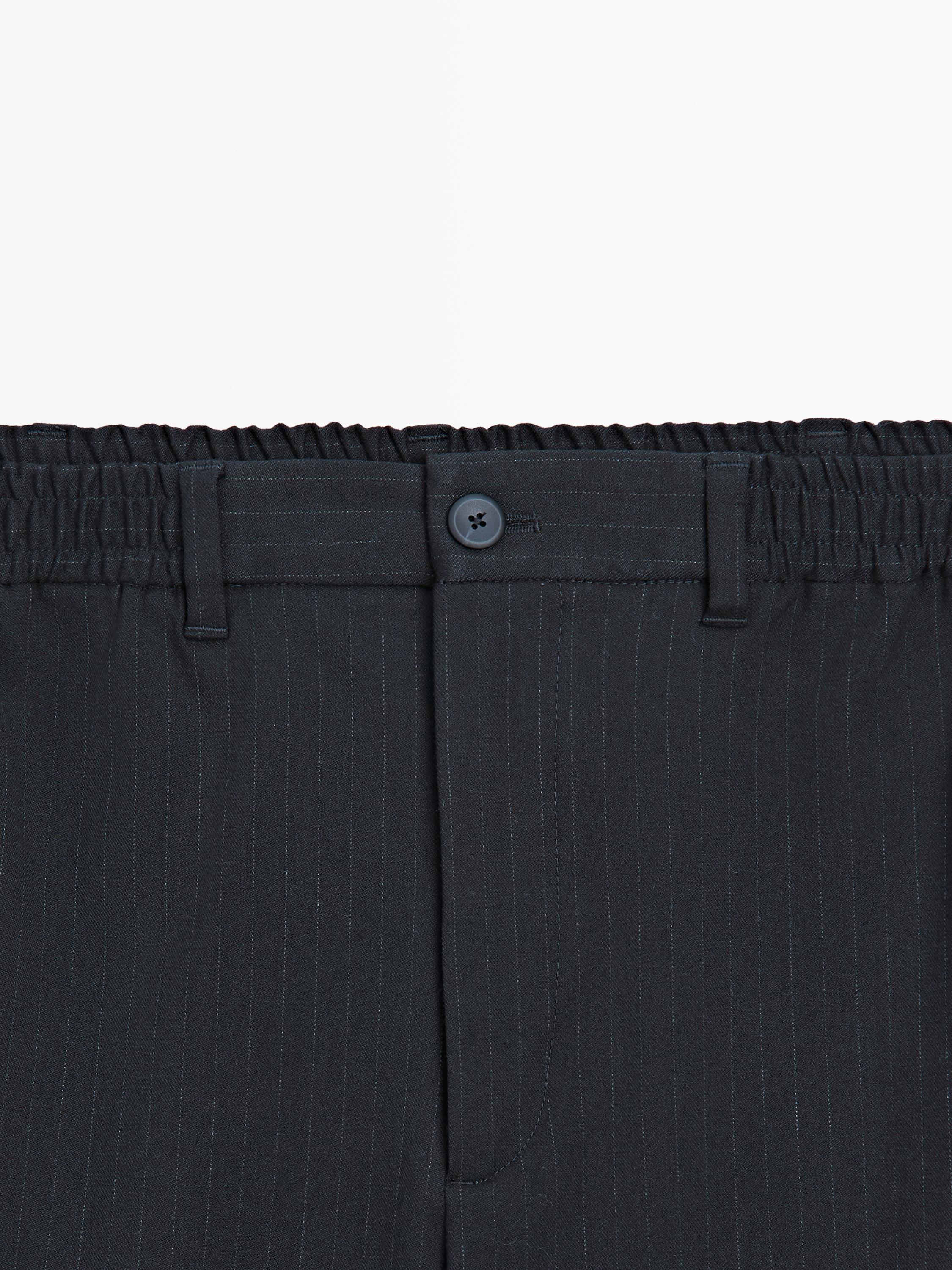 Striped jogger fit trousers — NAVY BLUE