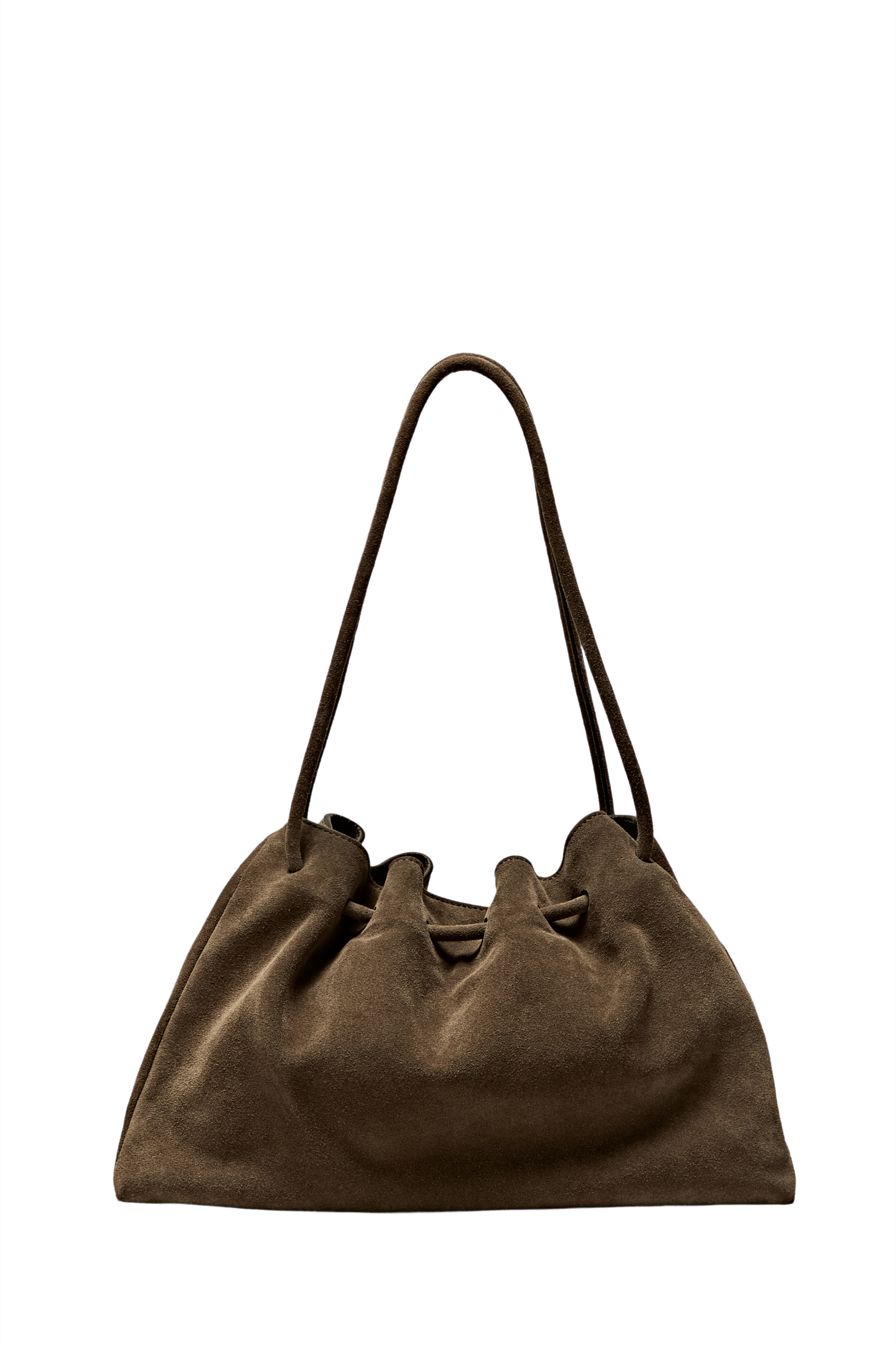 Massimo Dutti Büzgülü süet deri çanta görsel 5