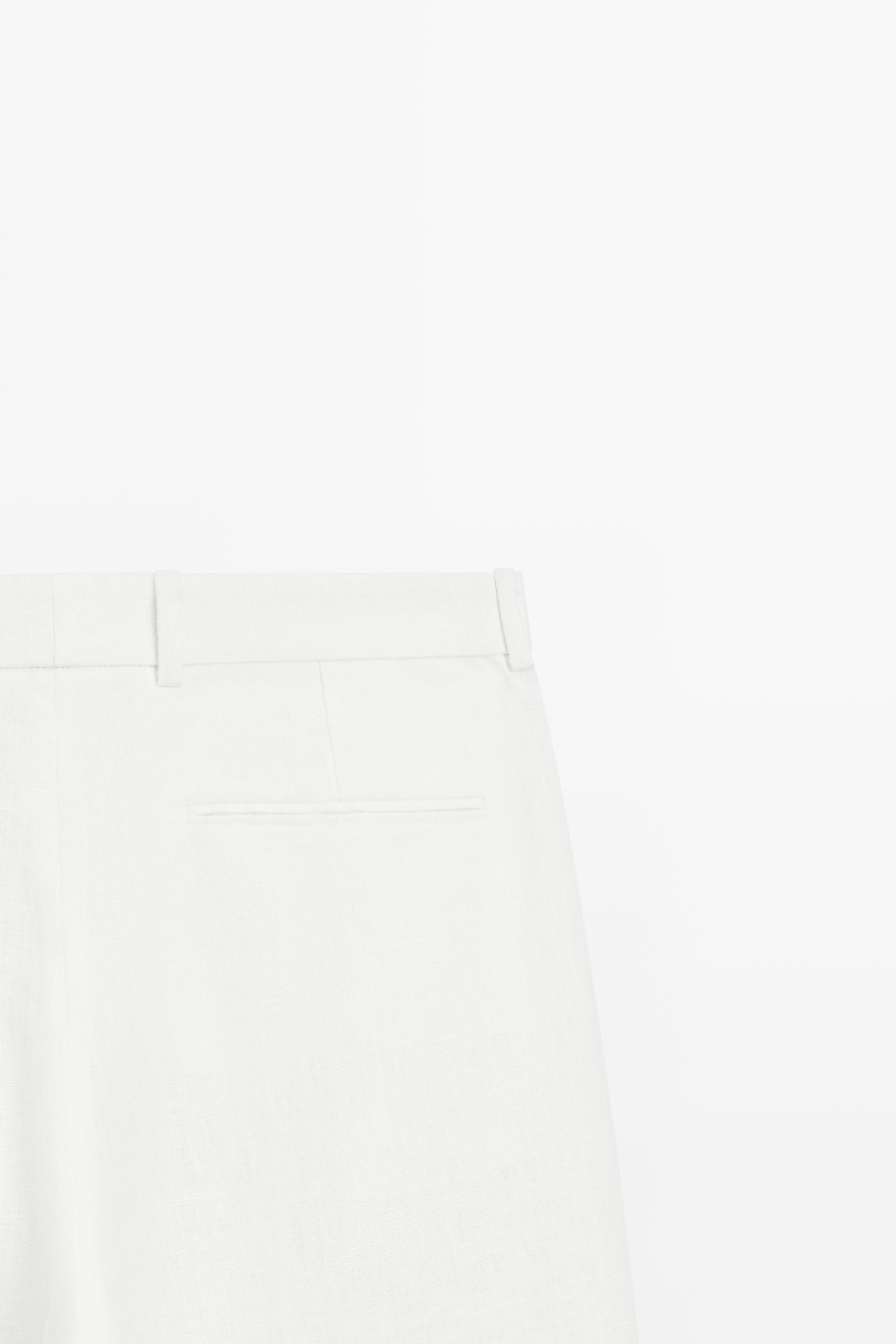 100% linen pants with darts — Off white