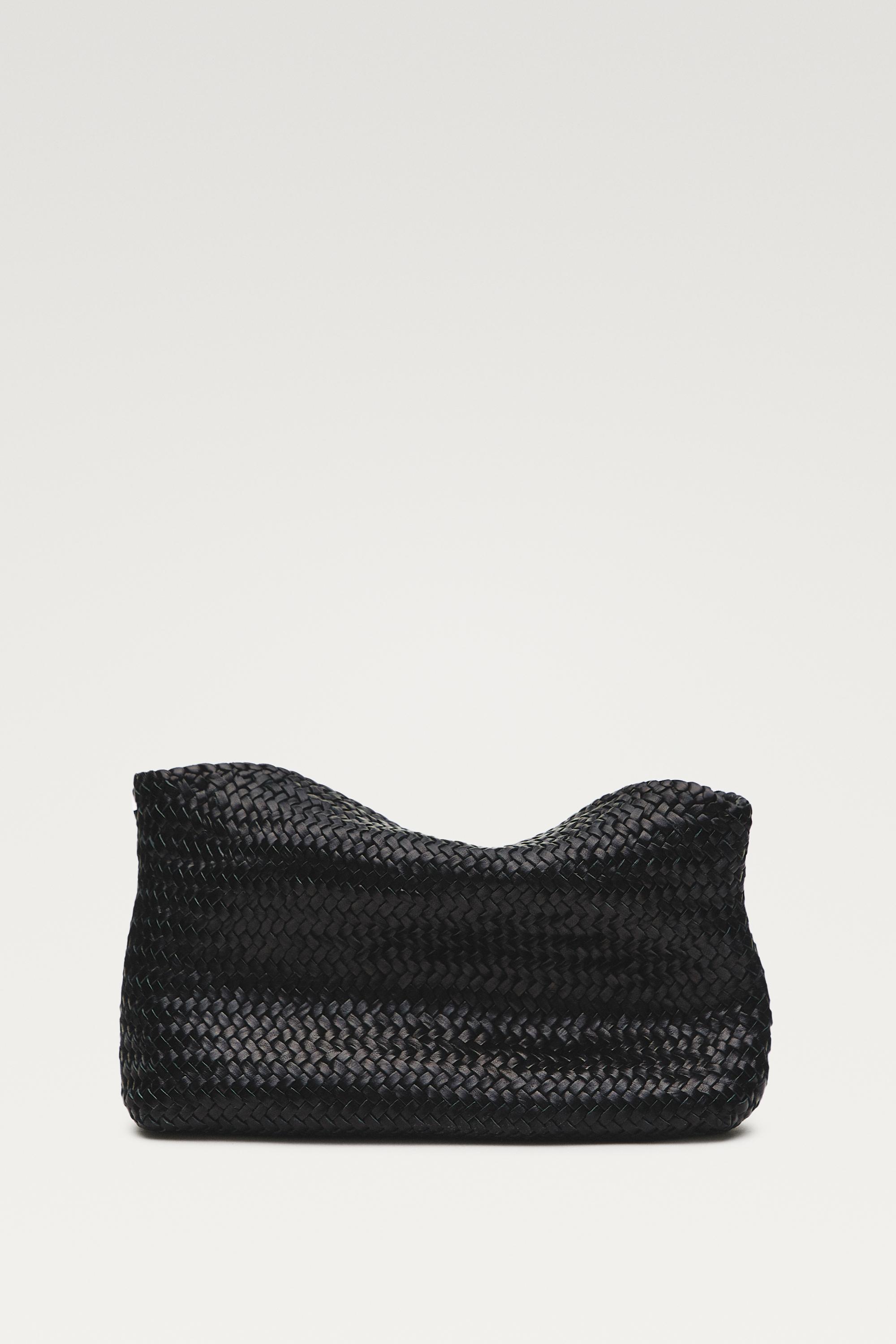 Braided nappa leather bag — BLACK