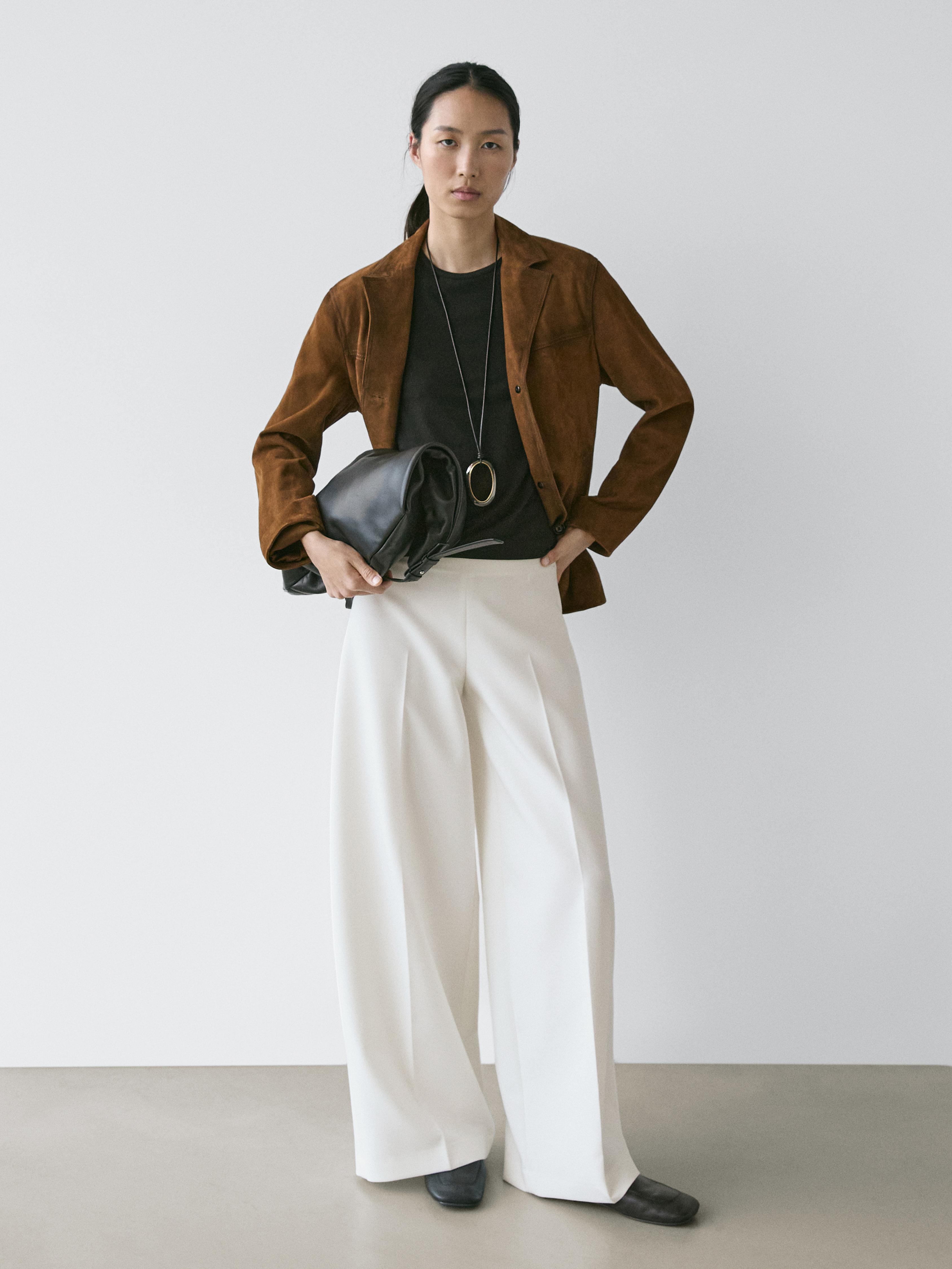 Wide-leg voluminous trousers — CREAM
