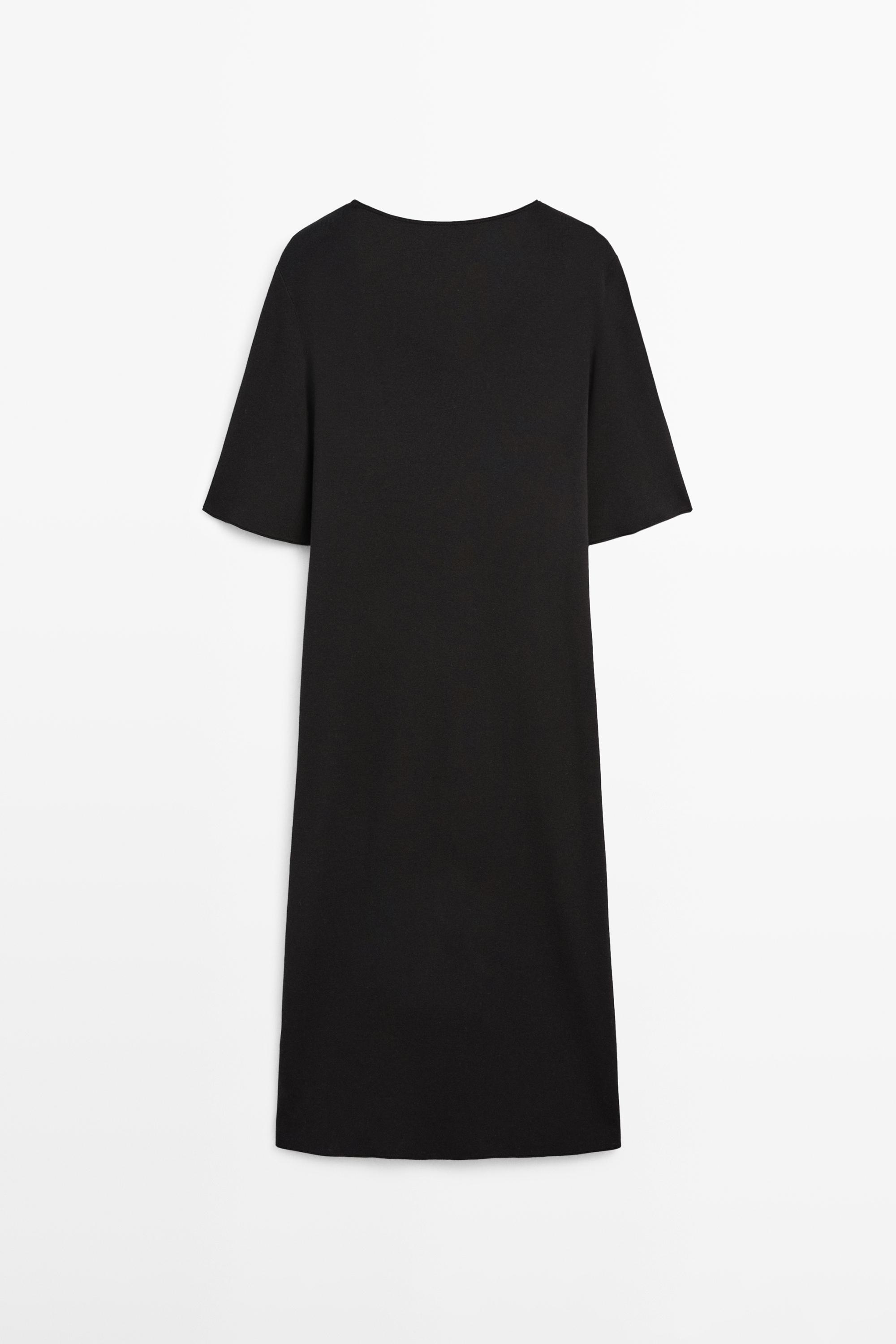 Midi dress with sleeve detail — BLACK