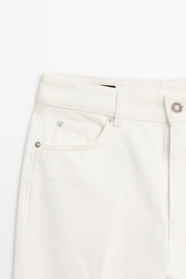 Mid-waist cropped flare fit jeans — Off white 4