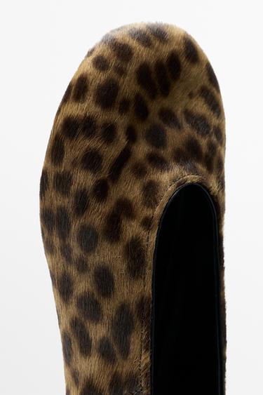 Printed leather ballet flat with fur finish — LEOPARD 5