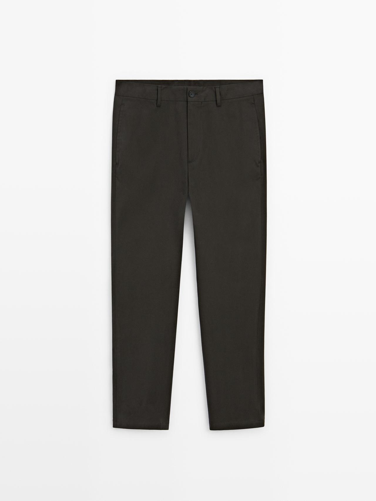 Massimo Dutti - Herre - Slim Fit Bukser I Bomuldsblanding - Grågrøn - 46