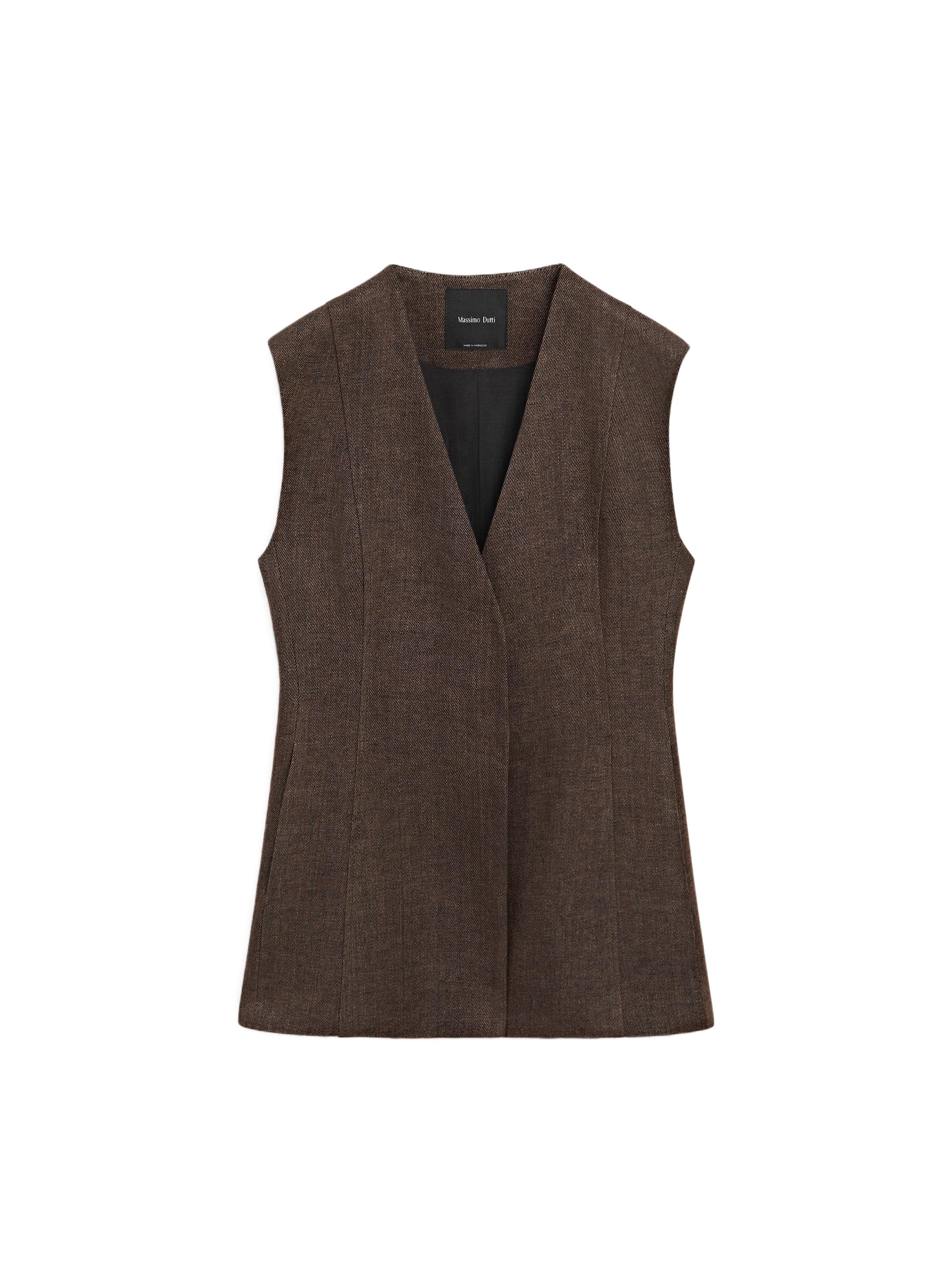 Linen suit waistcoat — BROWN