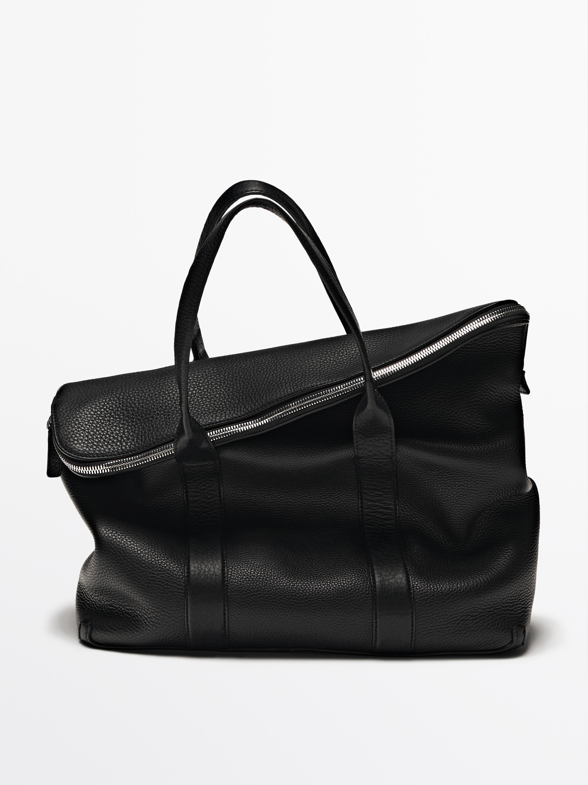 Grand sac souple en cuir grainé