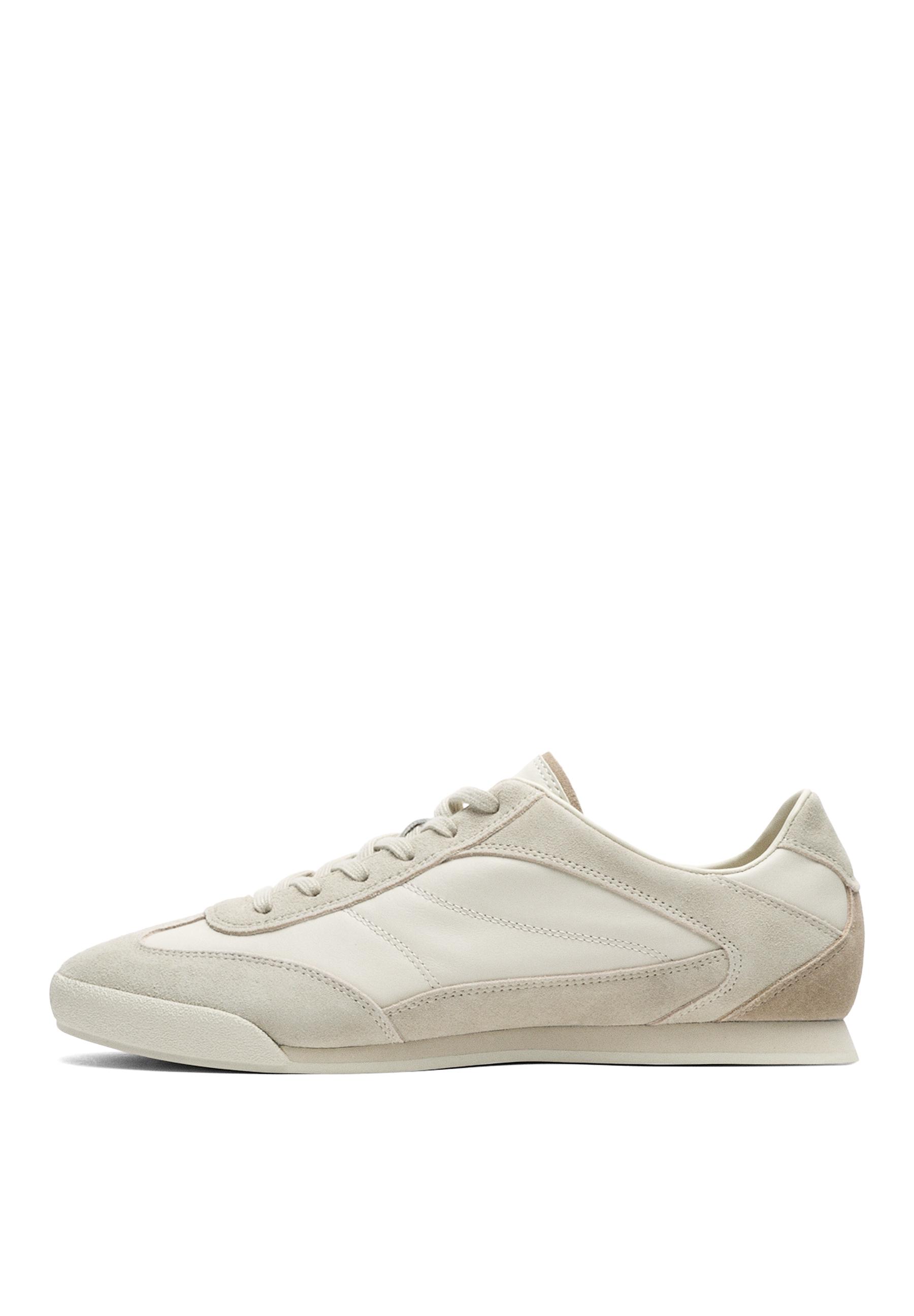 Contrast leather trainers — WHITE