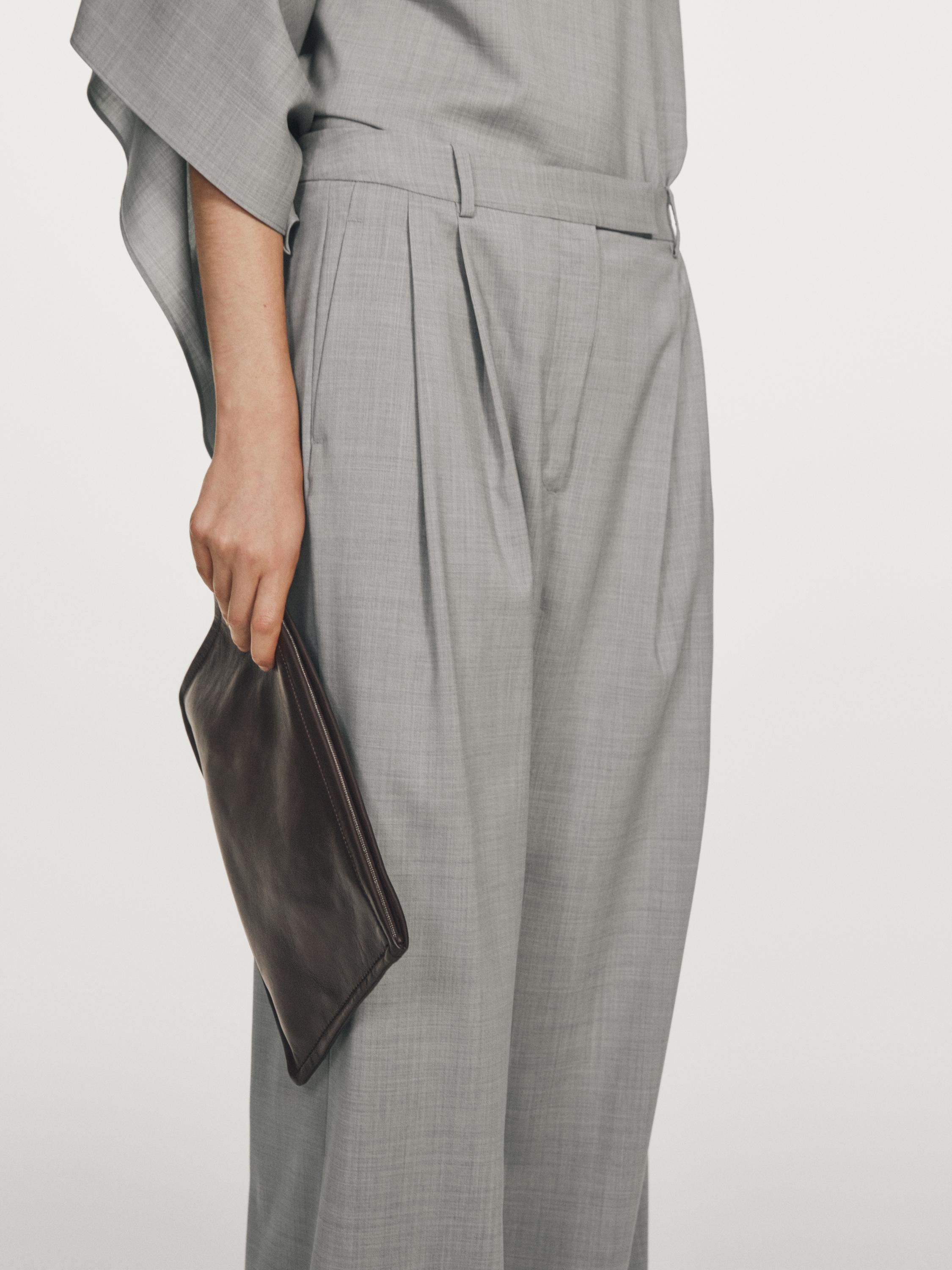 100% wool wide-leg darted trousers - Studio