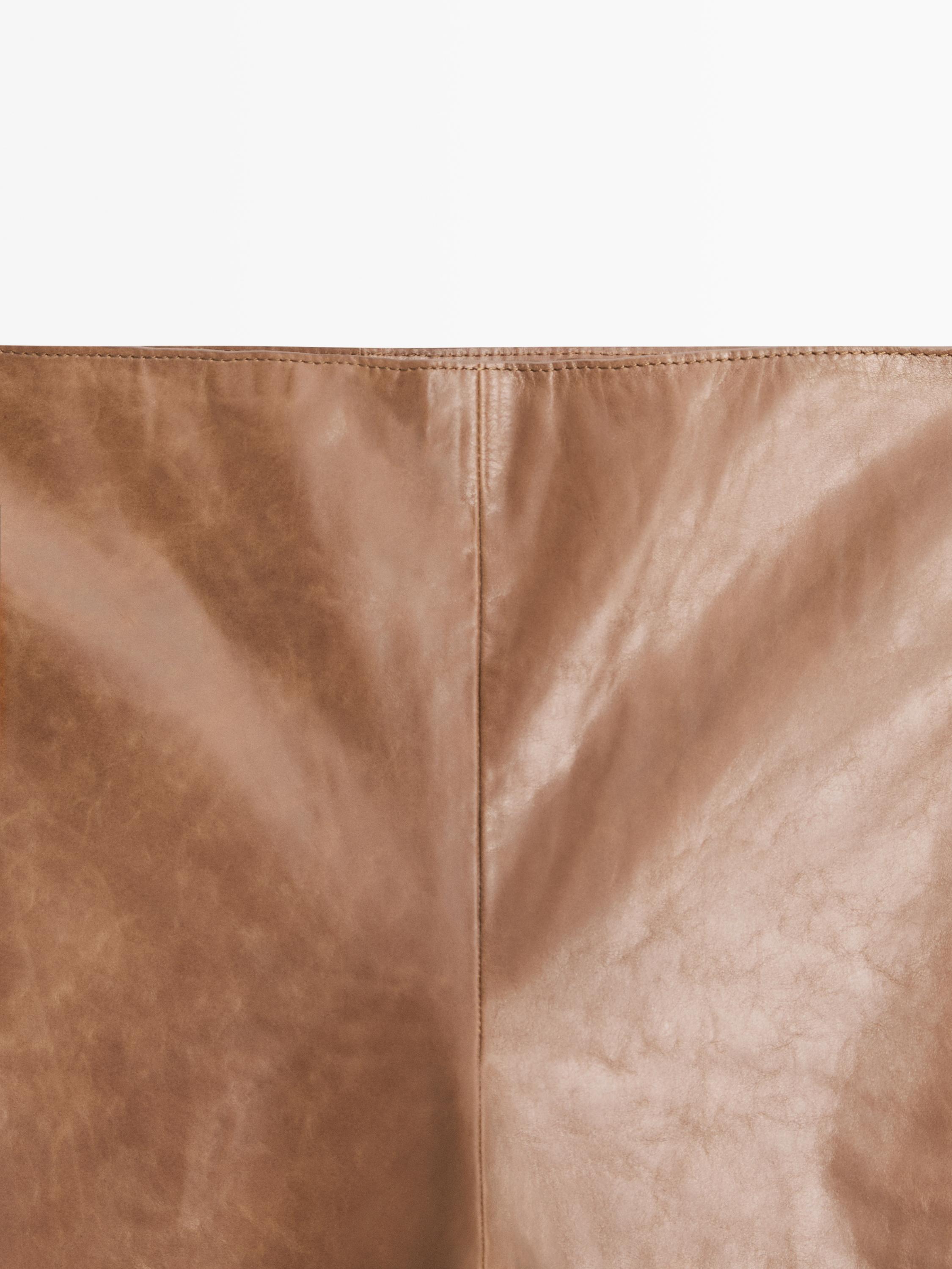 Shiny nappa leather trousers — CAMEL