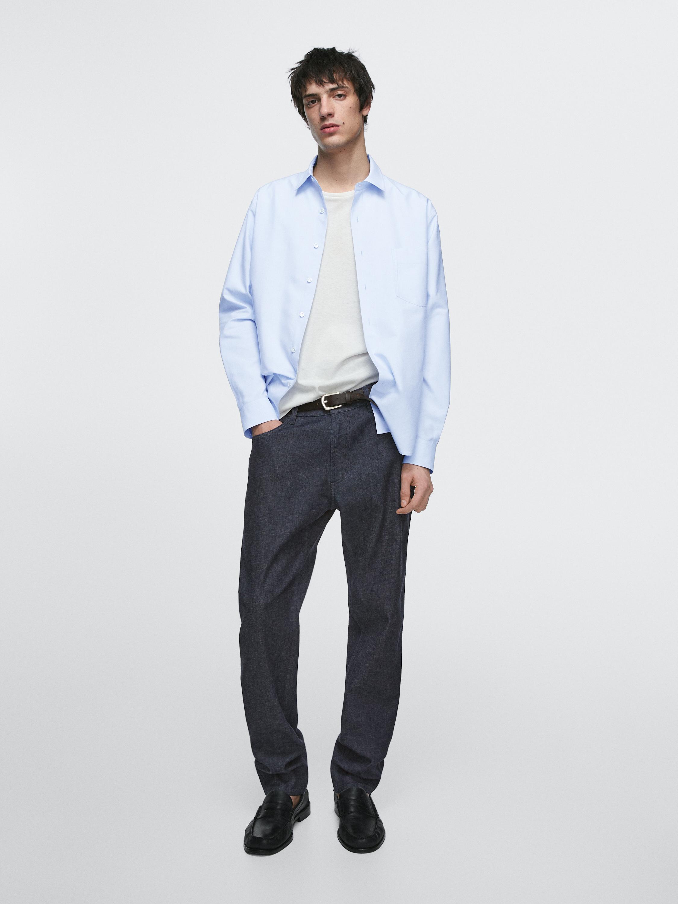 Lightweight slim-fit rinse wash jeans — DEEP BLUE