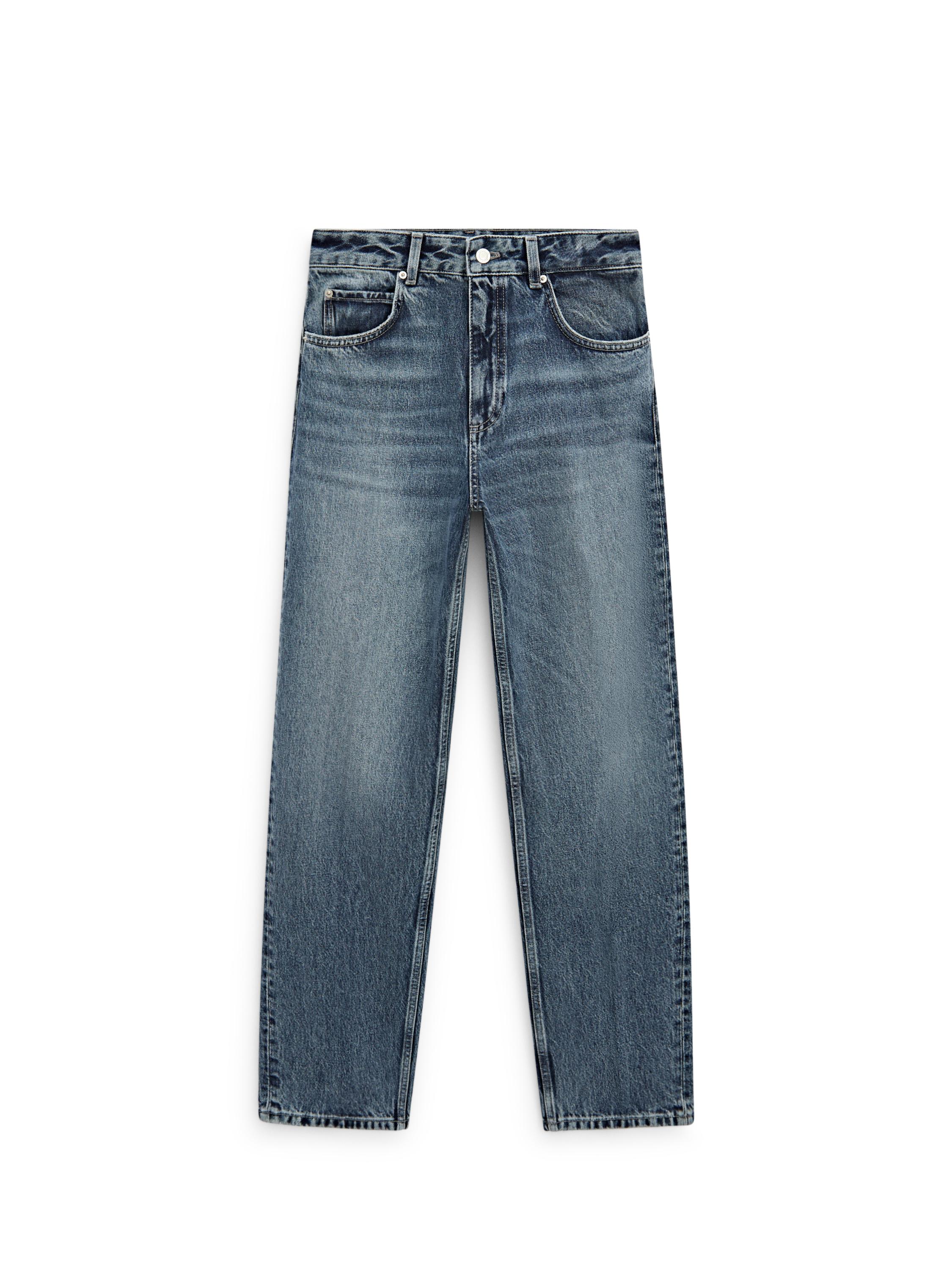 High-waist relaxed fit barrel jeans — MEDIUM BLUE