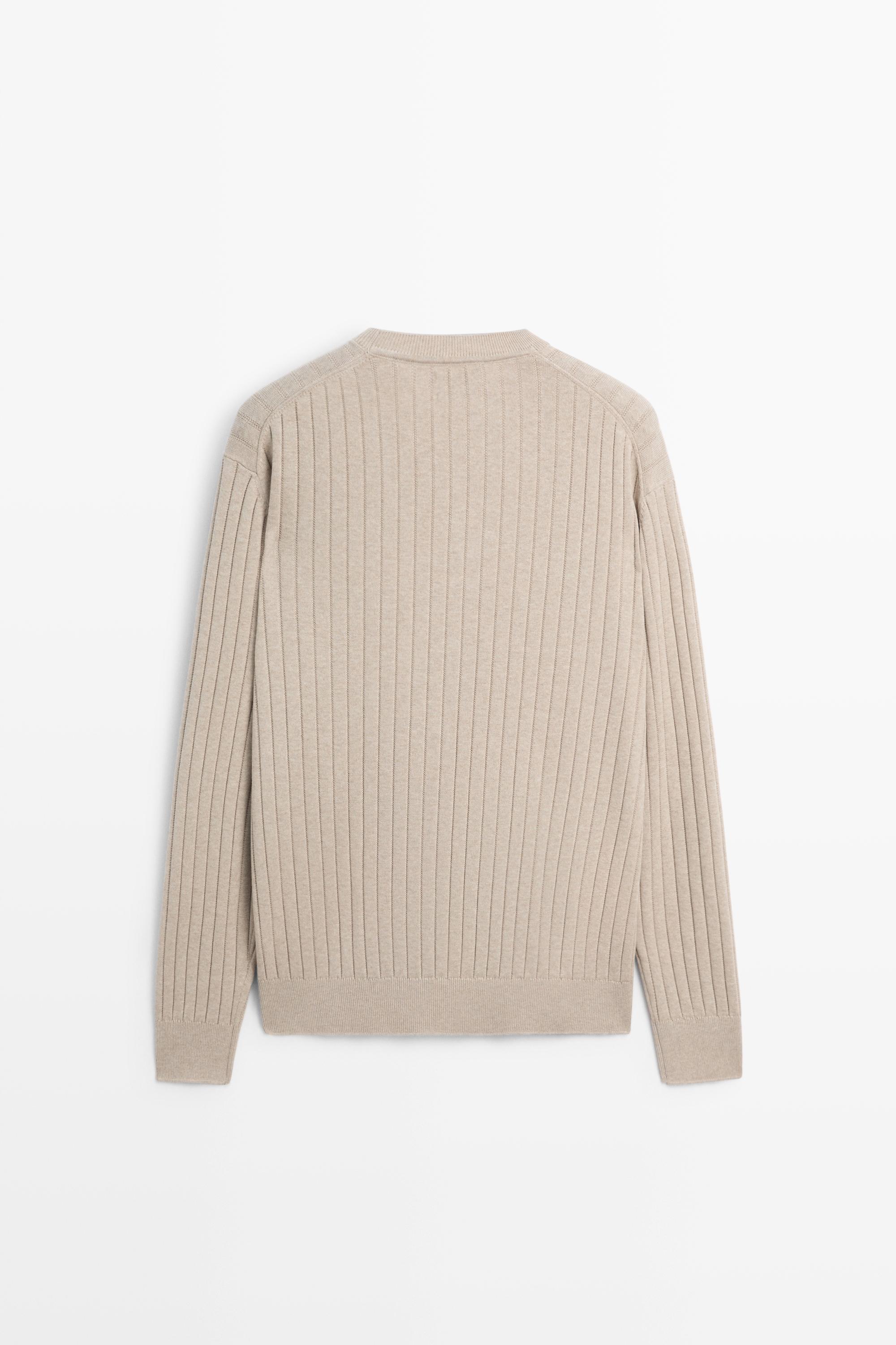100% cotton ribbed knit sweater — GREENISH