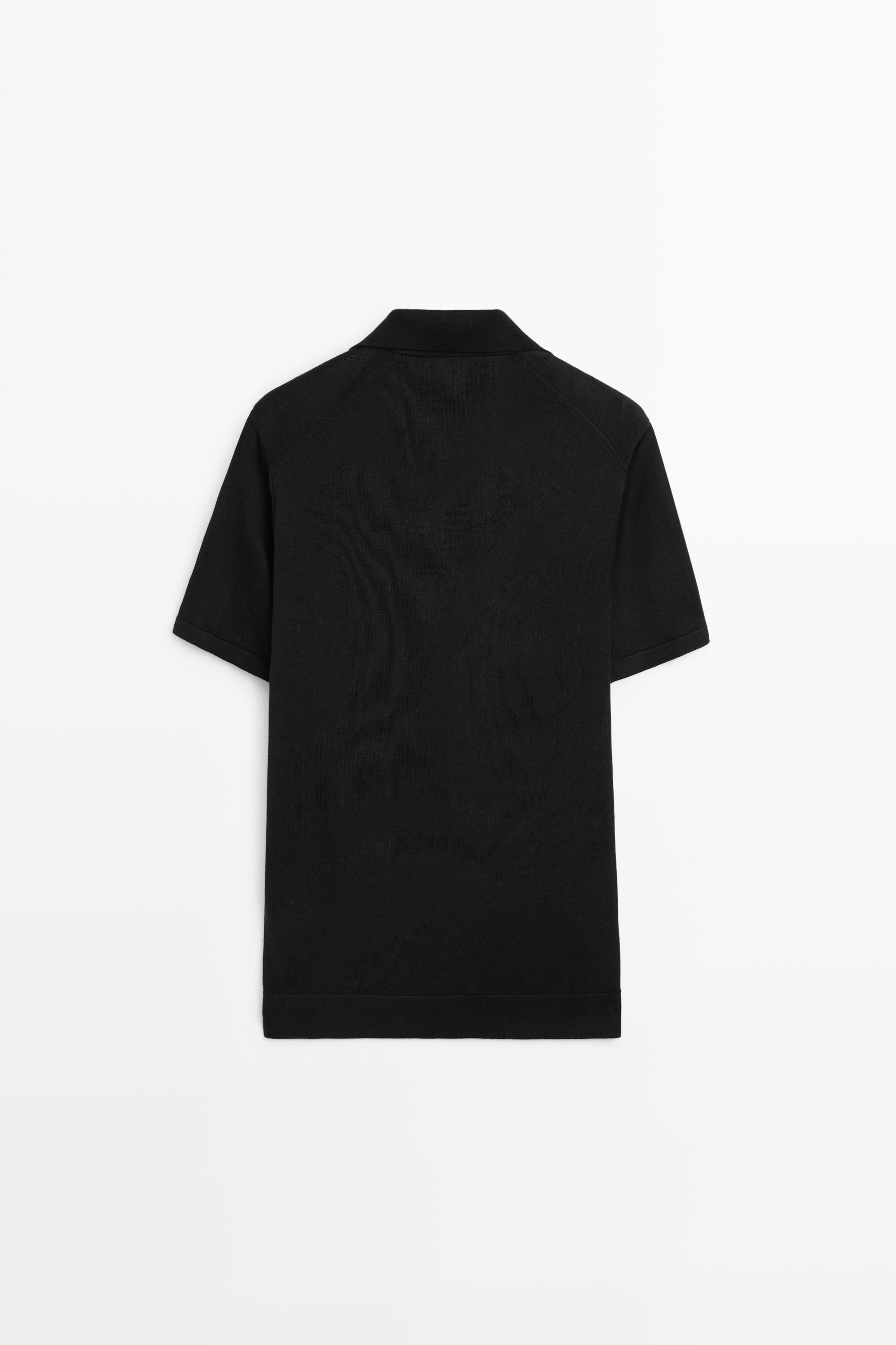 Argyle knit polo sweater — BLACK